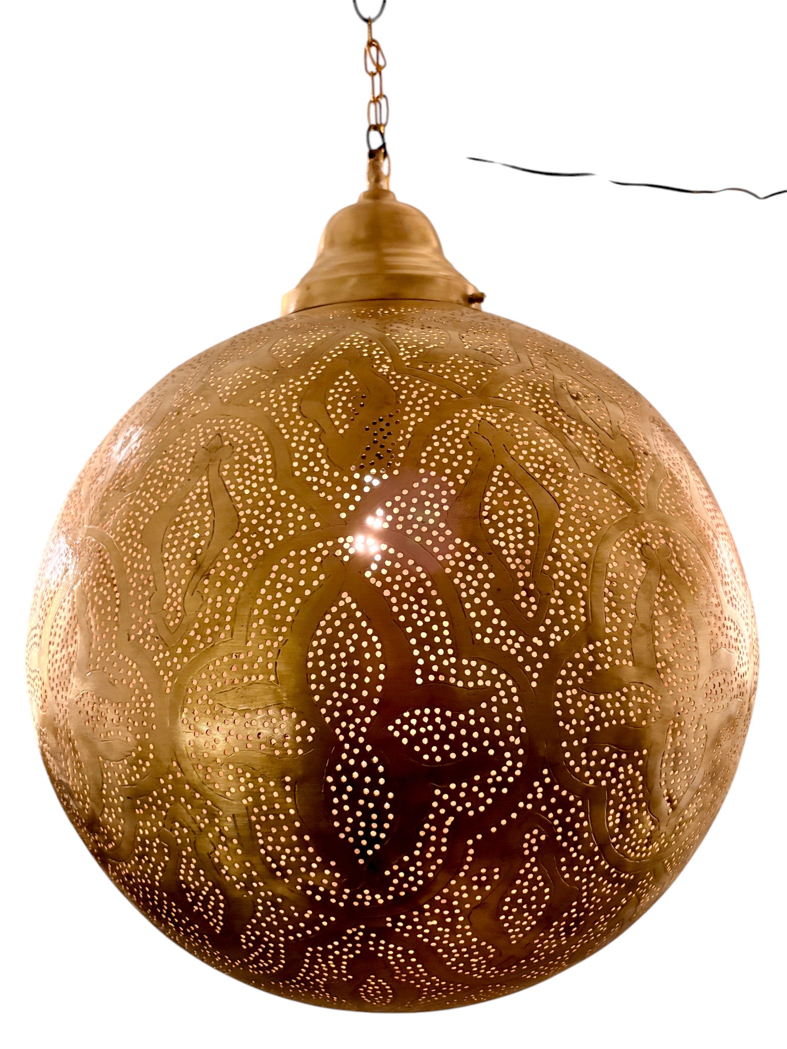 Arabesque Brass Sphere Light Fixture