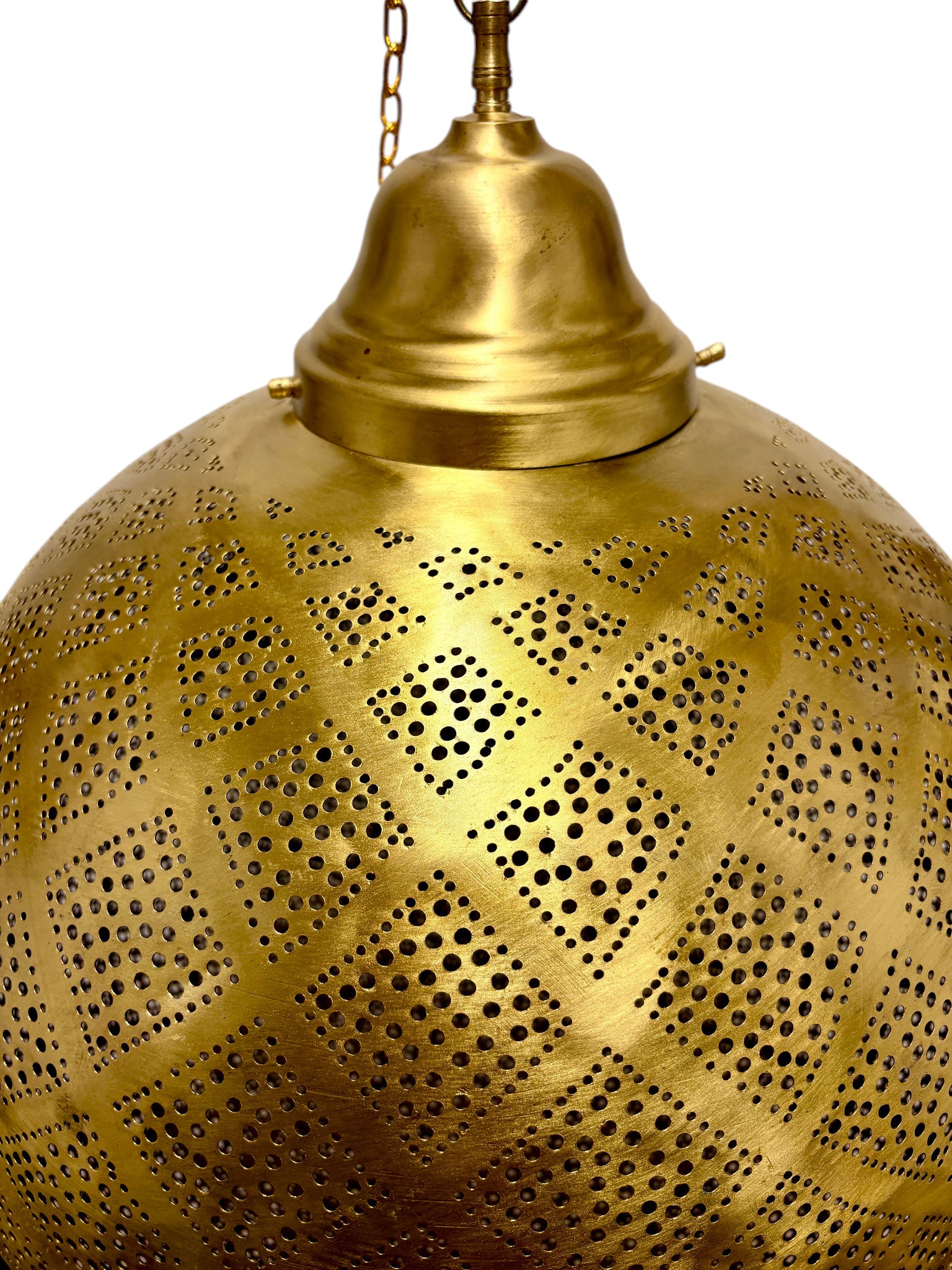 Criss Cross Brass Sphere Light Fixture