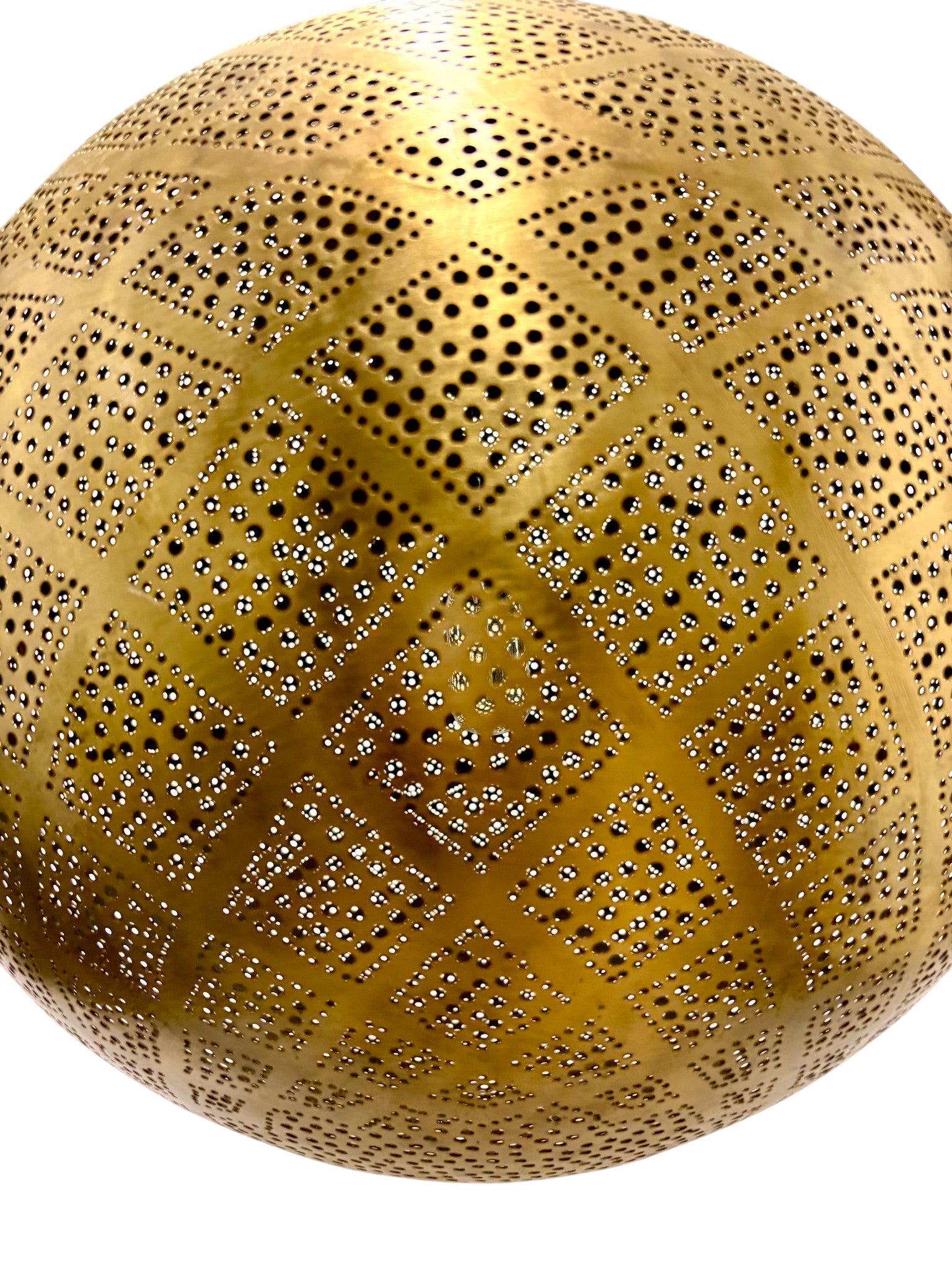 Criss Cross Brass Sphere Light Fixture