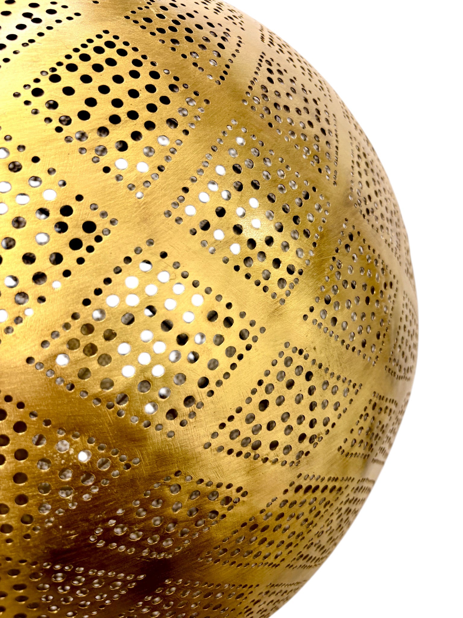 Criss Cross Brass Sphere Light Fixture