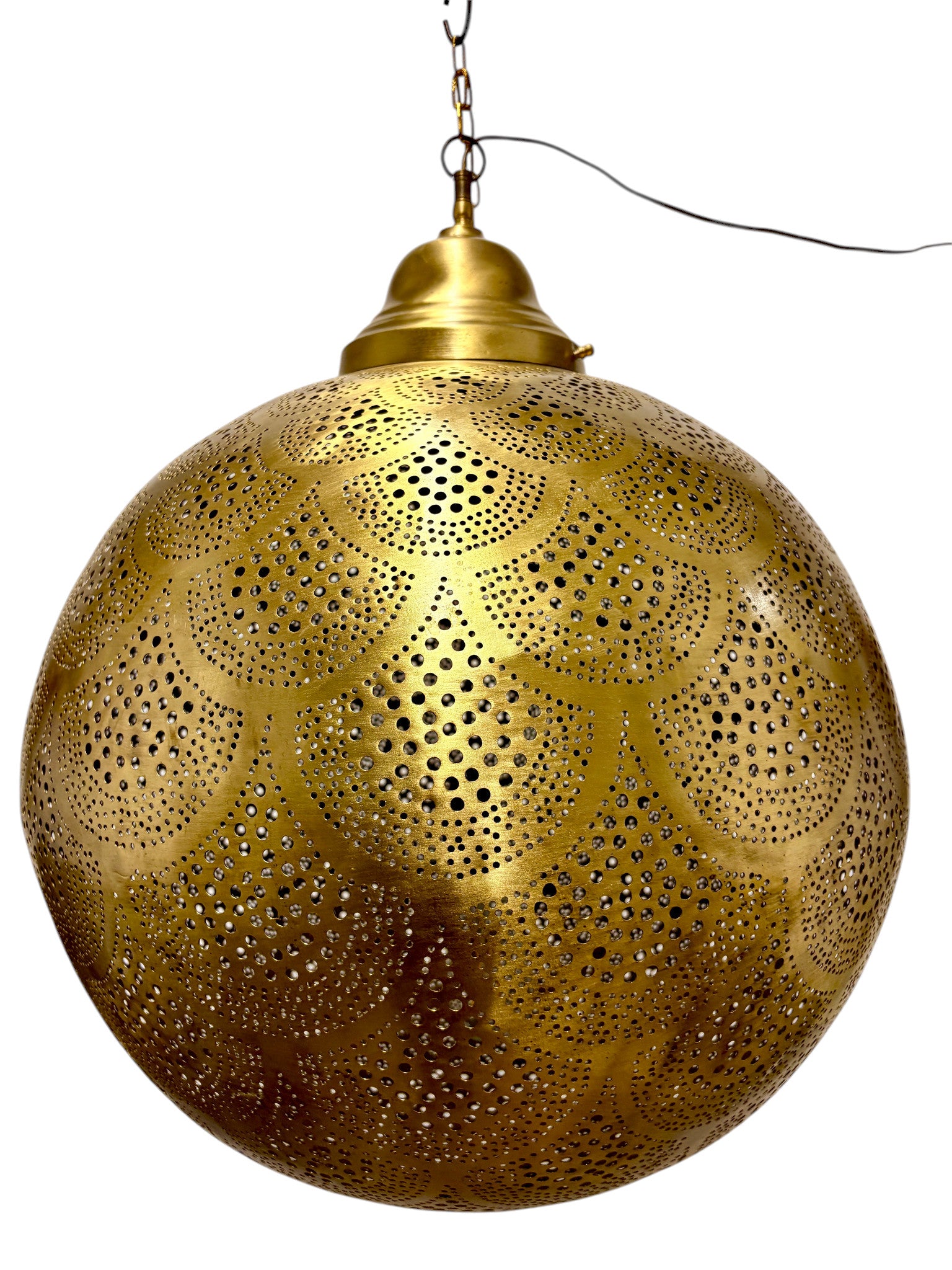 Fish Scale Brass Sphere Light Fixture