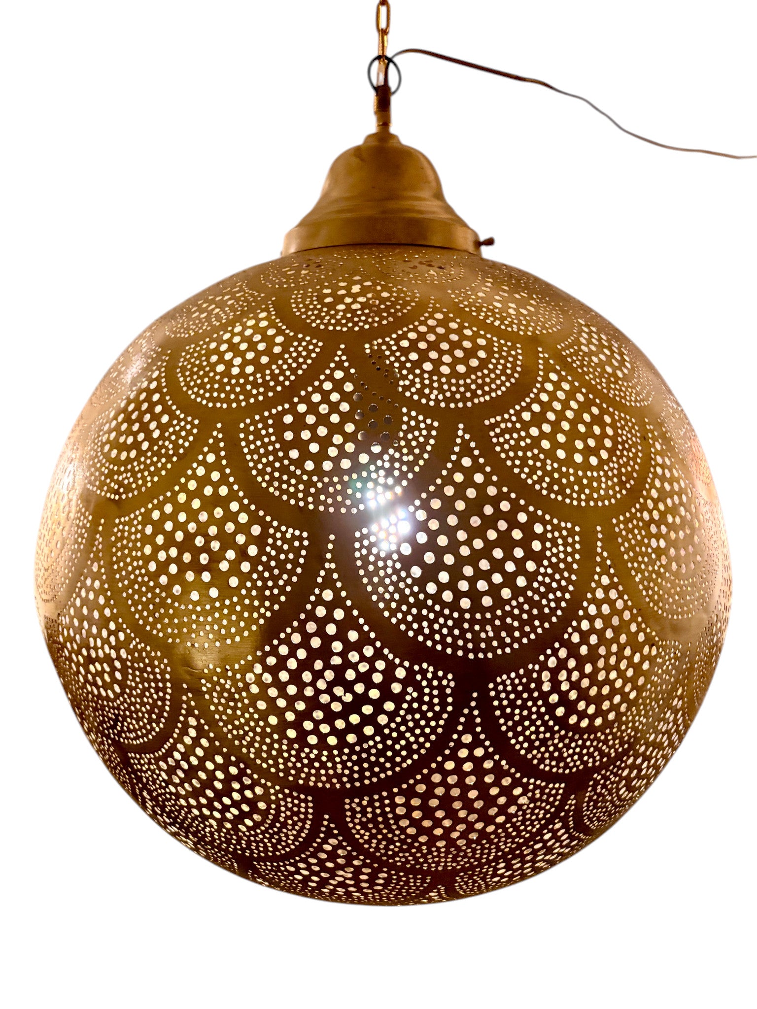 Fish Scale Brass Sphere Light Fixture