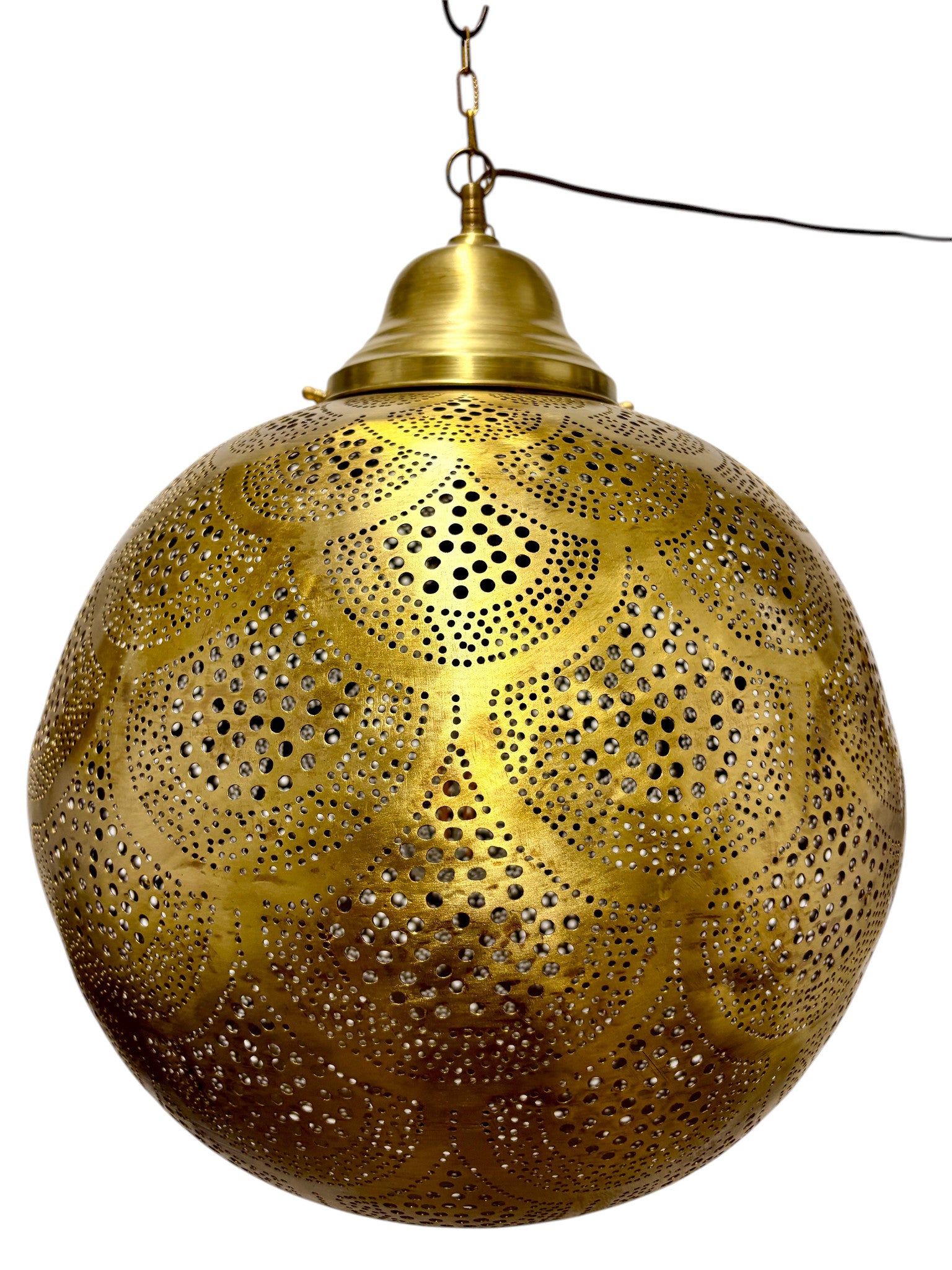 Fish Scale Brass Sphere Light Fixture