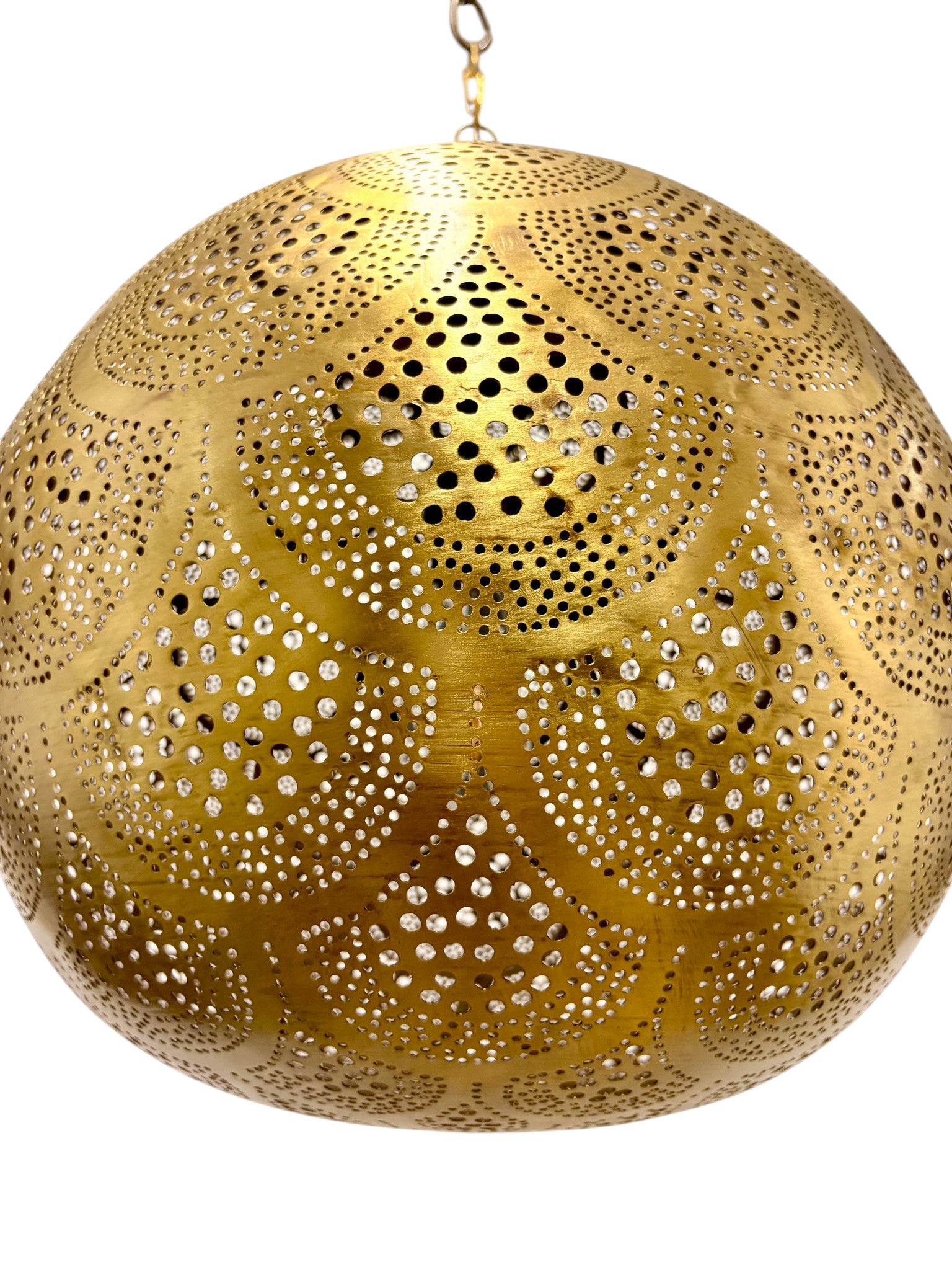 Fish Scale Brass Sphere Light Fixture
