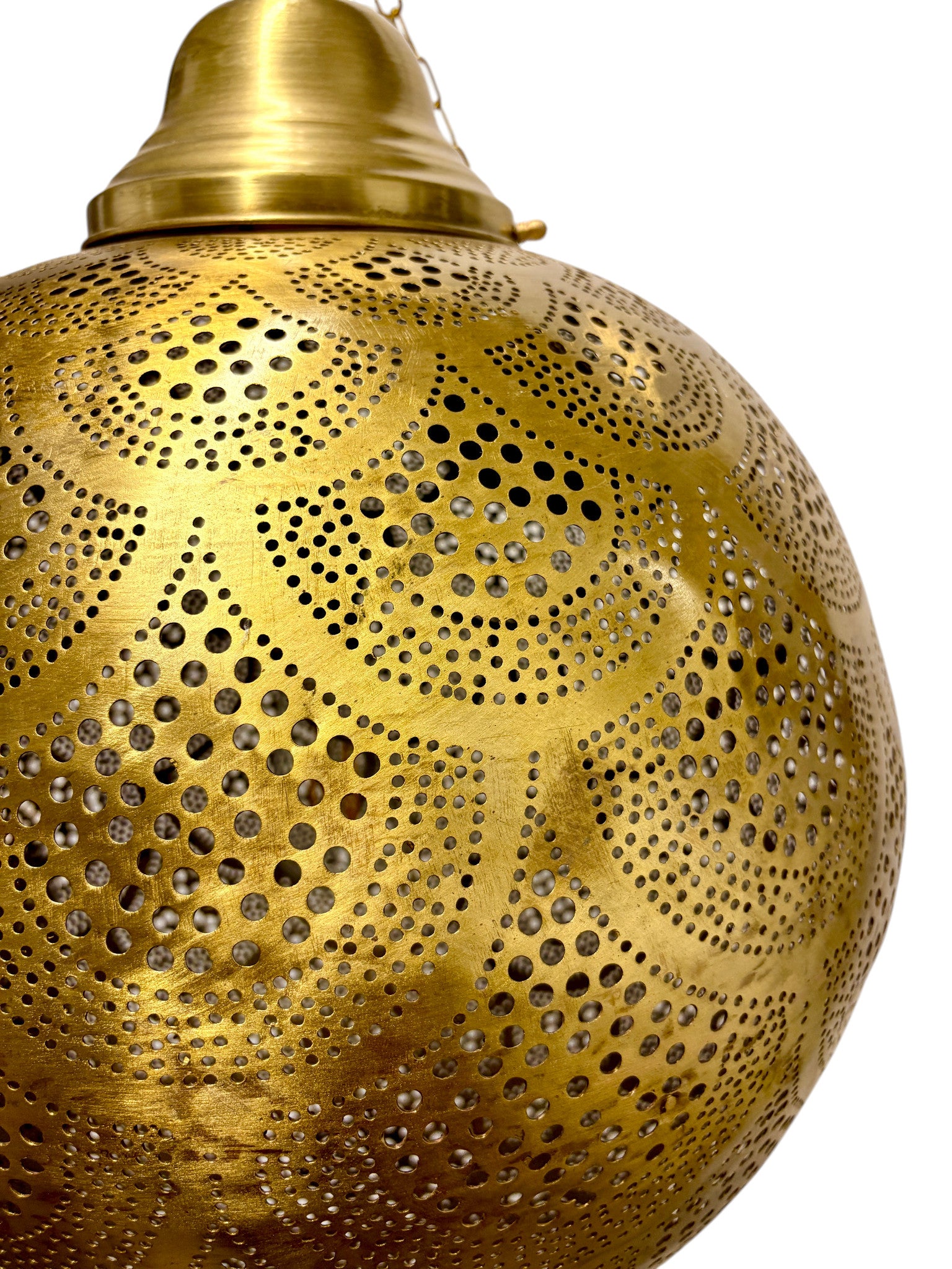 Fish Scale Brass Sphere Light Fixture