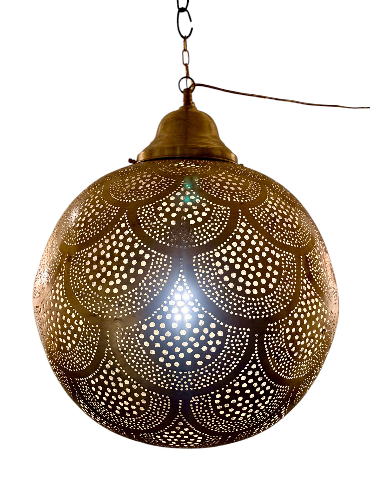Fish Scale Brass Sphere Light Fixture