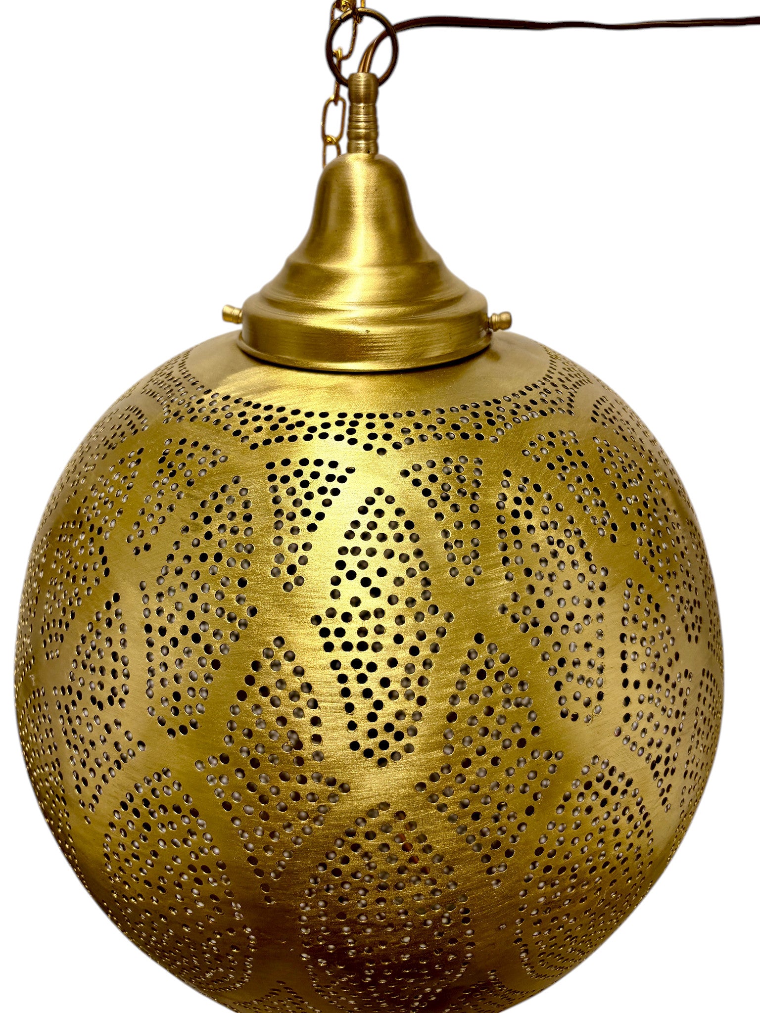 Arabesque Brass Sphere Light Fixture