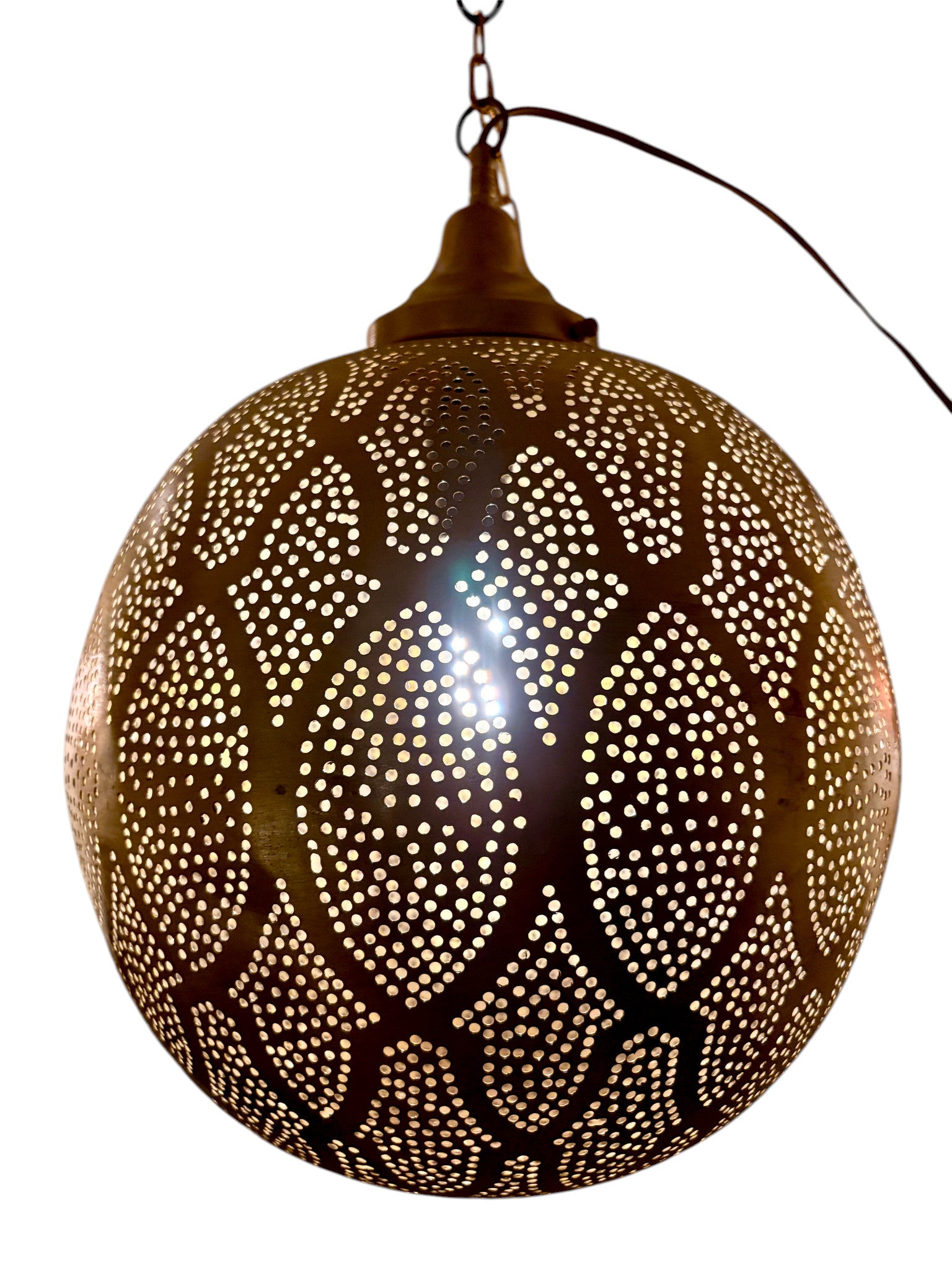 Arabesque Brass Sphere Light Fixture
