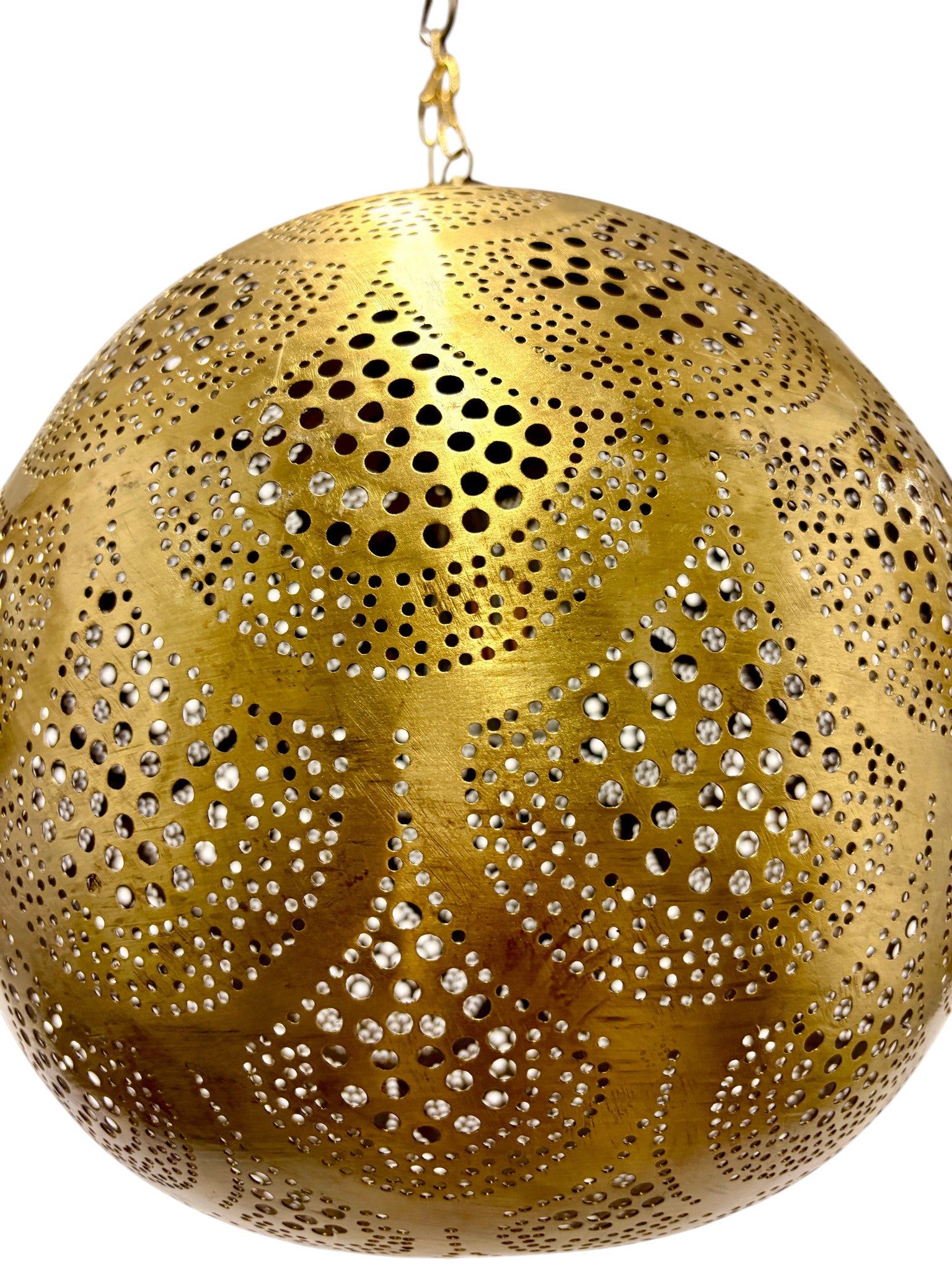 Fish Scale Brass Sphere Light Fixture