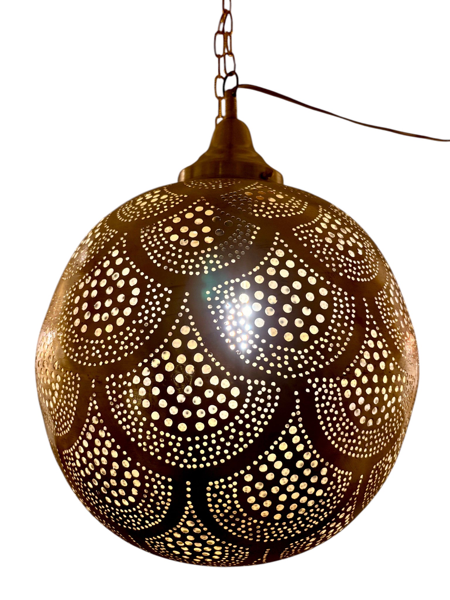 Fish Scale Brass Sphere Light Fixture