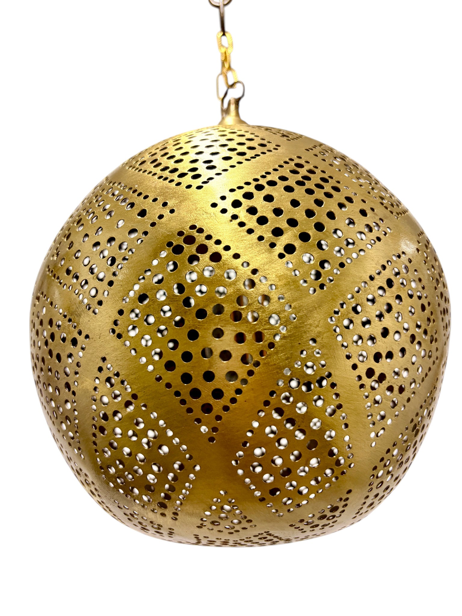 Criss Cross Brass Sphere Light Fixture