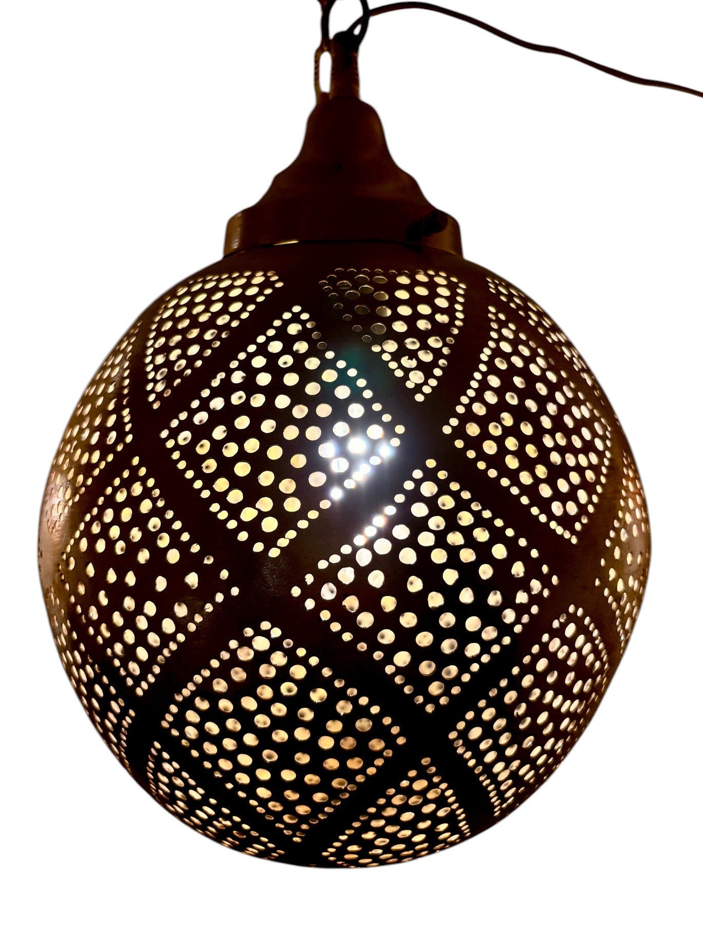 Criss Cross Brass Sphere Light Fixture