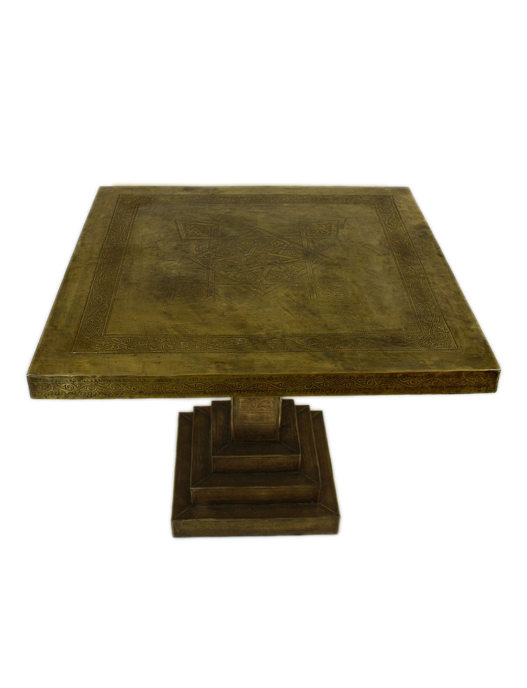 Antique Embossed Brass Plated Square Table