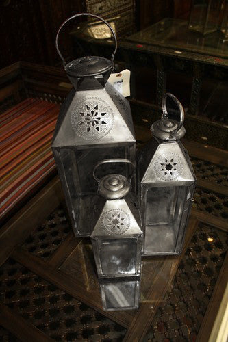 Silver Lantern with Clear Glass