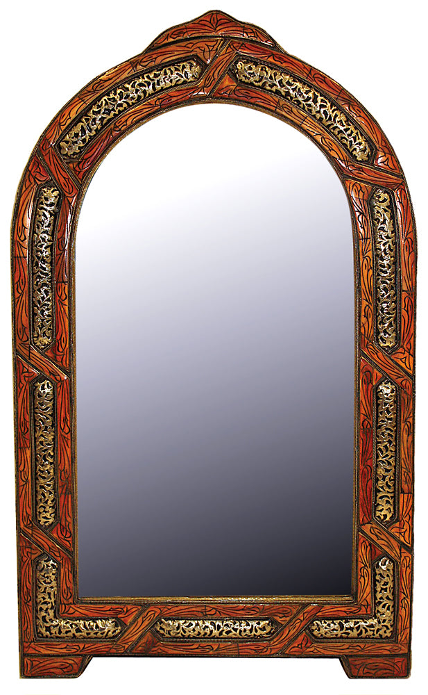 Arched Camel Bone Inlay with Embossed Metal Mirror