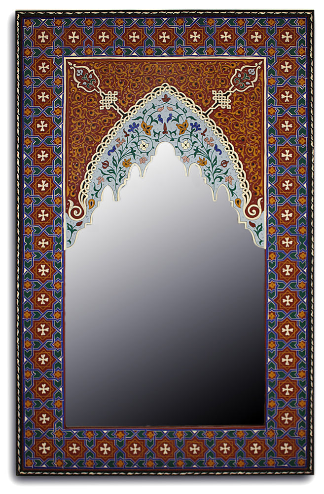 Carved Hand Painted Moroccan Mirror