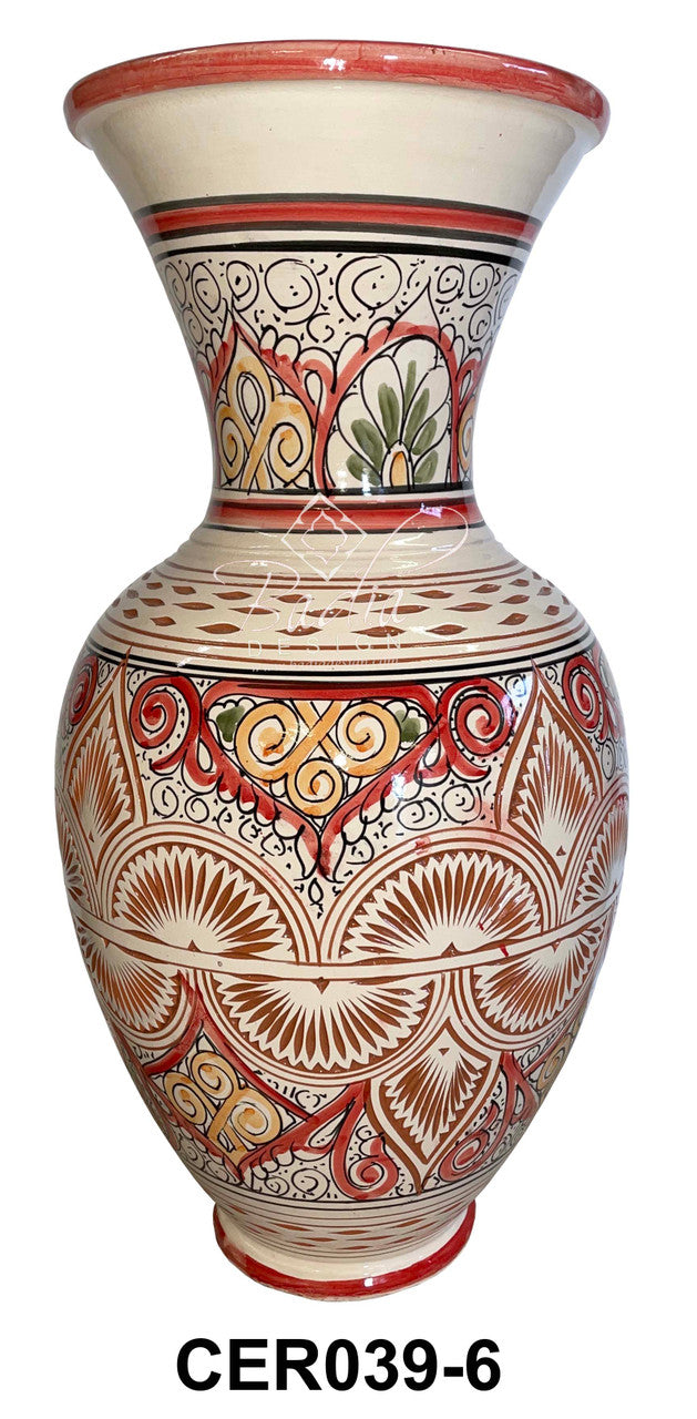 Hand Painted Carved Moroccan Ceramic Vase