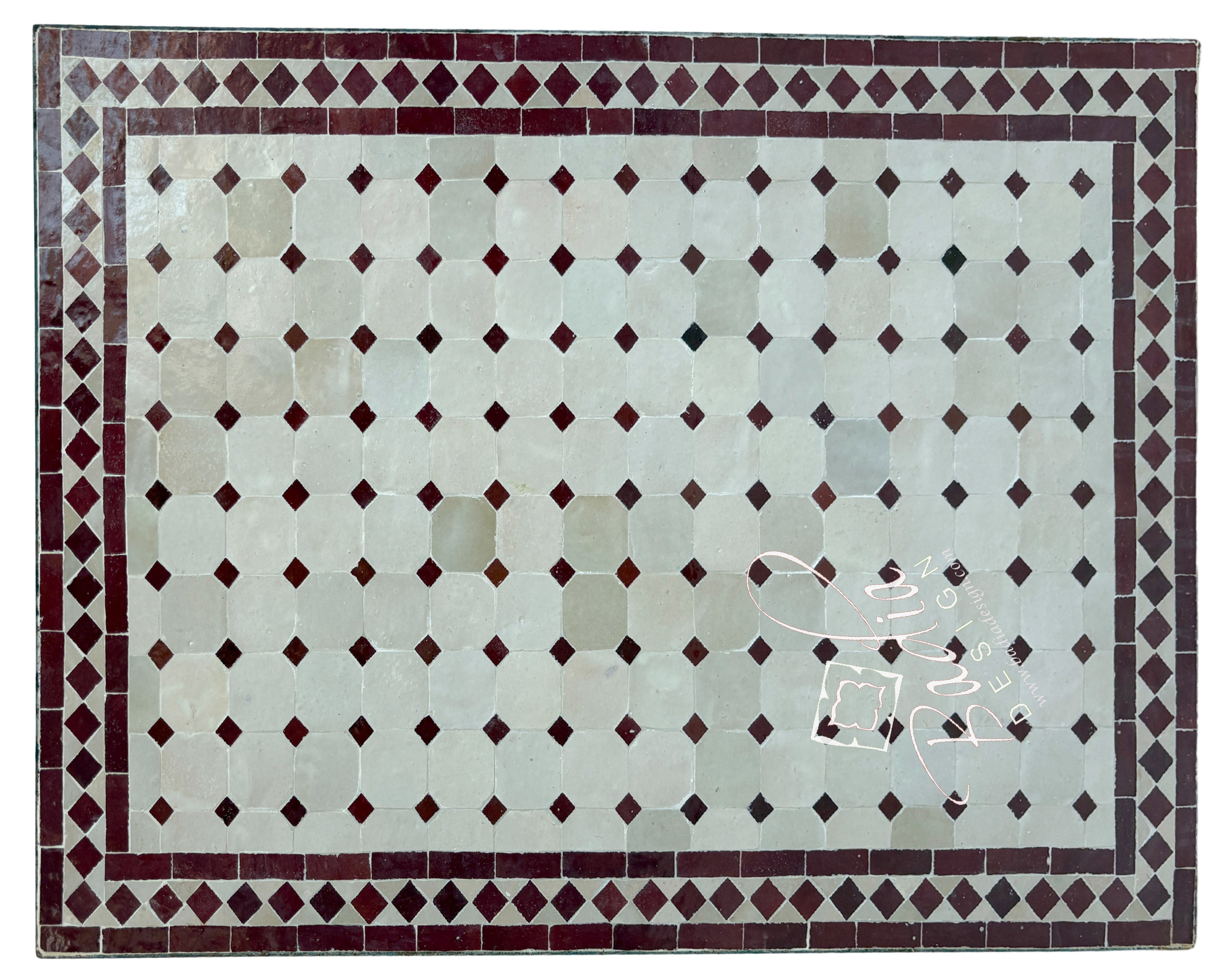 24"W x 36"L Brick Red and Beige Tile Table Top