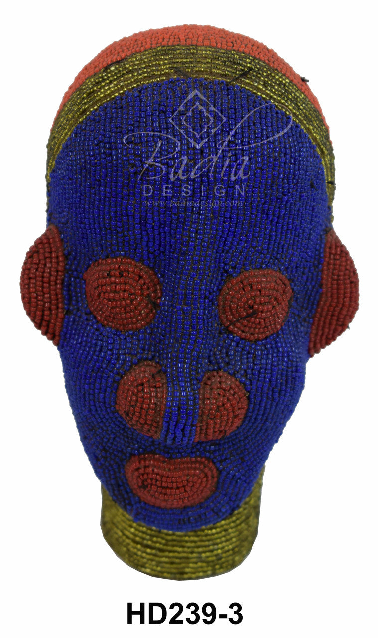 Handmade African Beaded Head Sculptures
