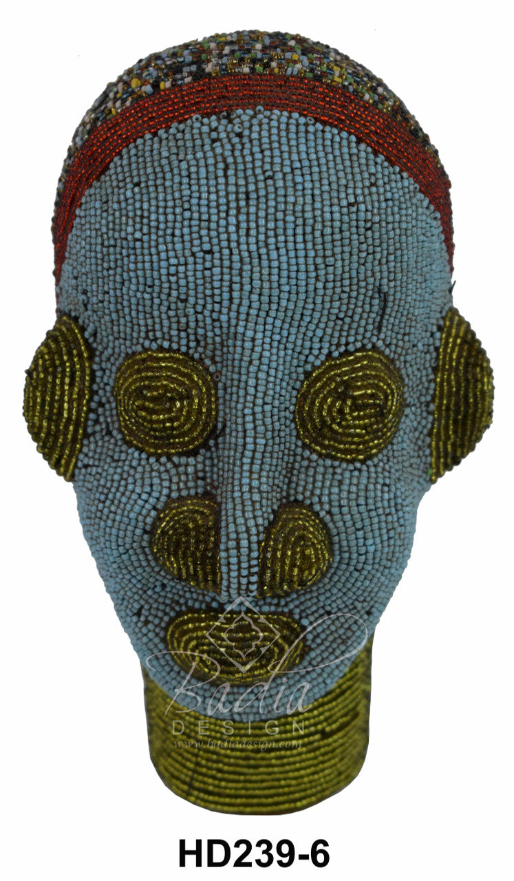 Handmade African Beaded Head Sculptures