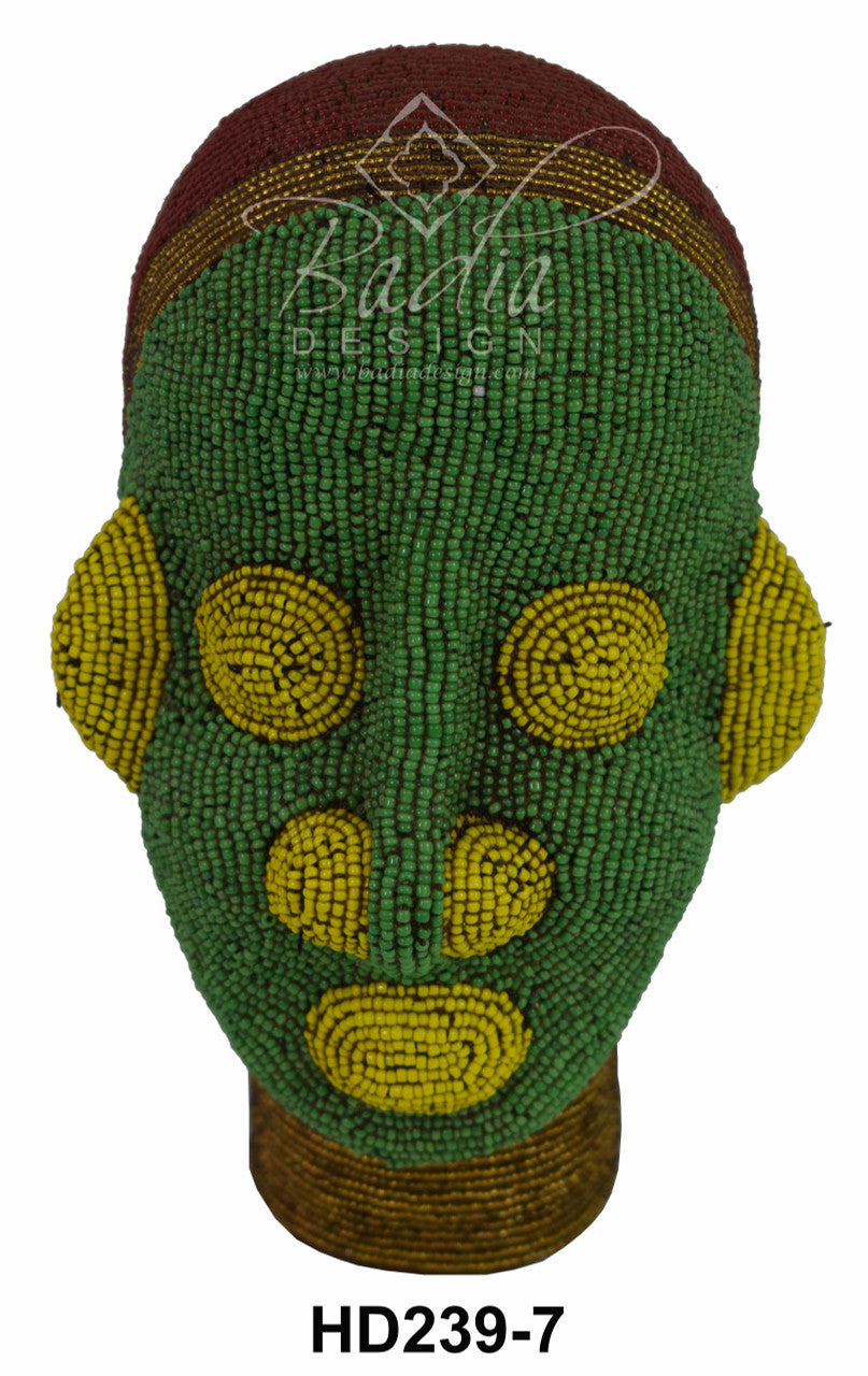 Handmade African Beaded Head Sculptures