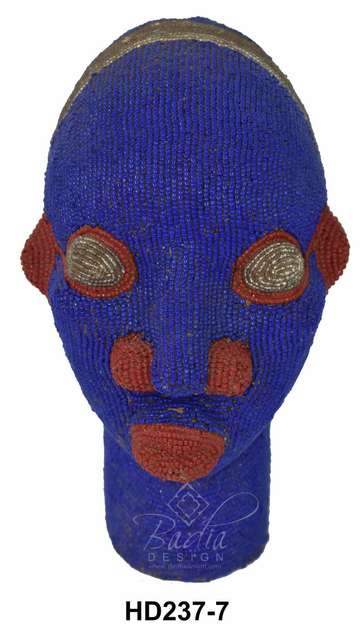 Handmade African Beaded Head Sculptures