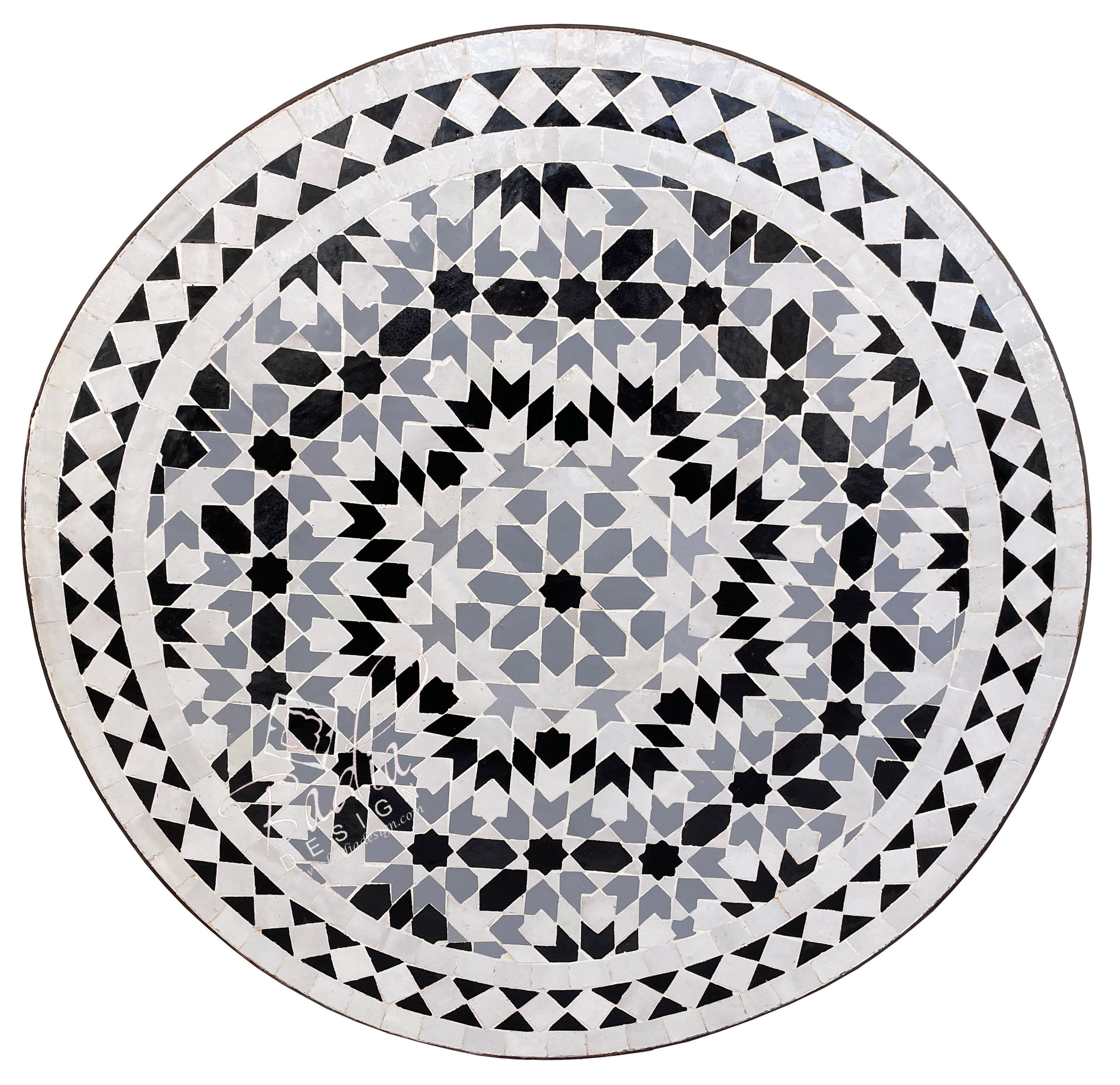 24" Intricately Designed Round Tile Table Top