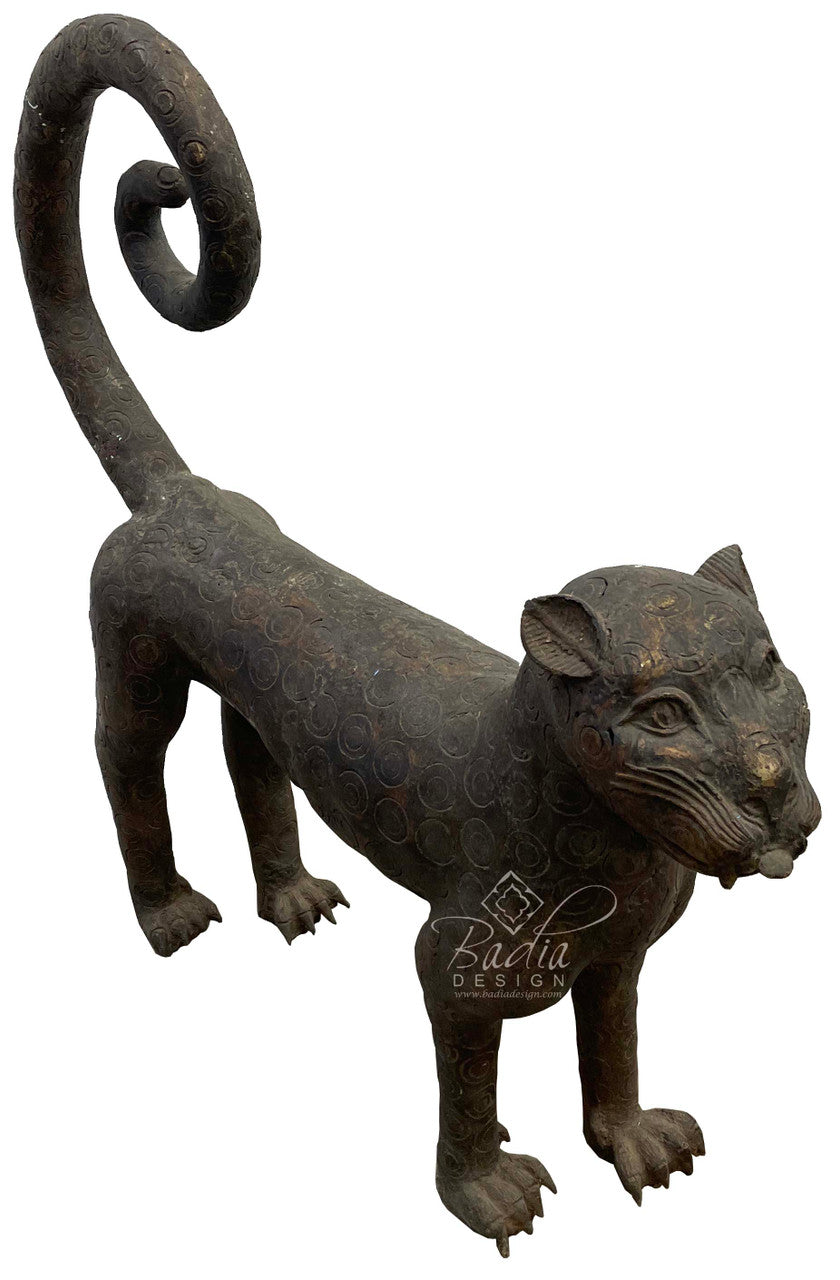 Antique Solid Brass African Sabertooth Tiger