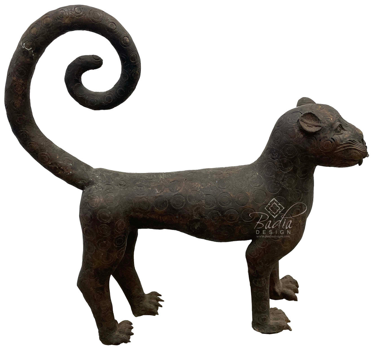 Antique Solid Brass African Sabertooth Tiger