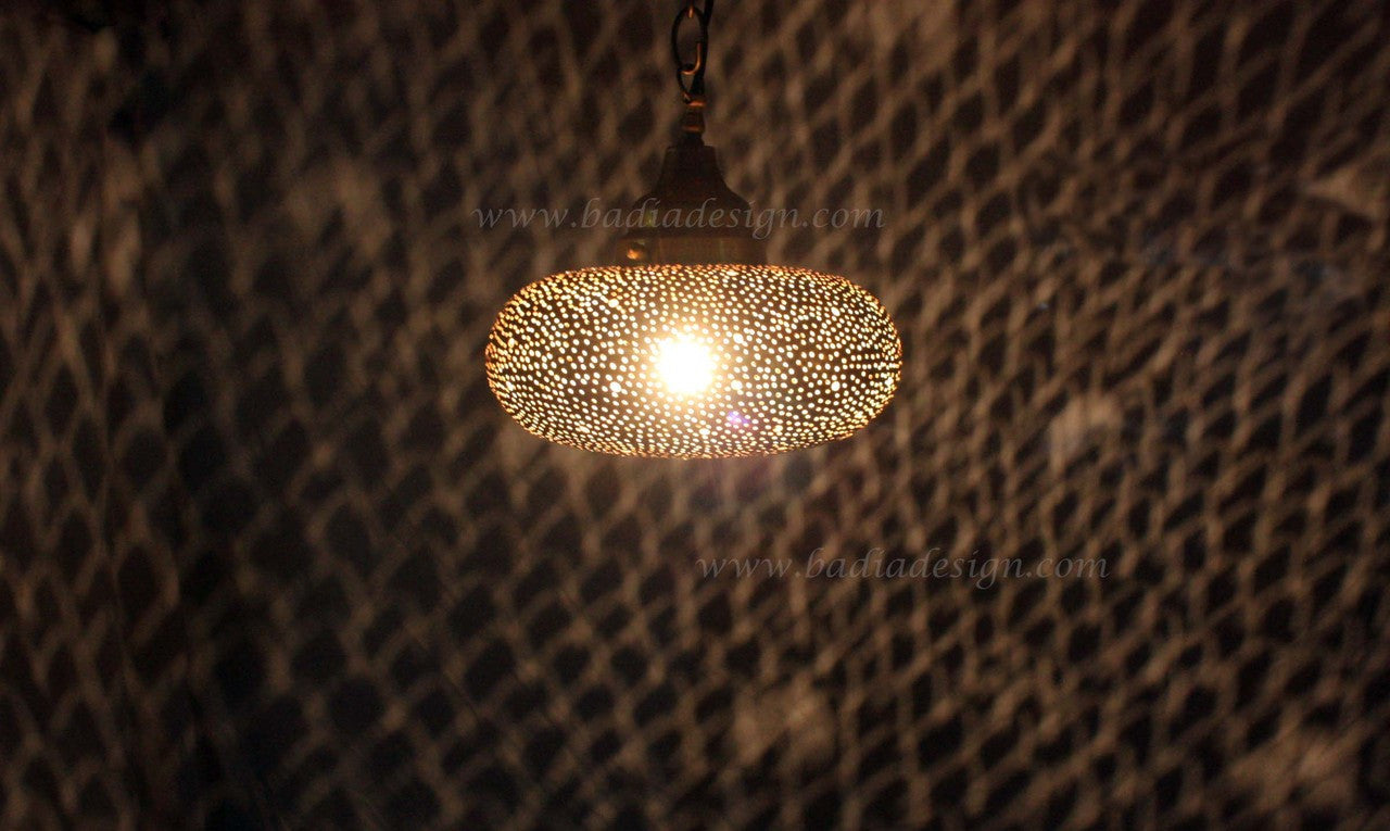 Hand Punched Hanging Brass Lantern