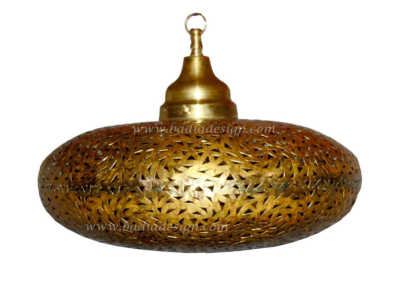 Small Hand Punched Hanging Brass Lantern