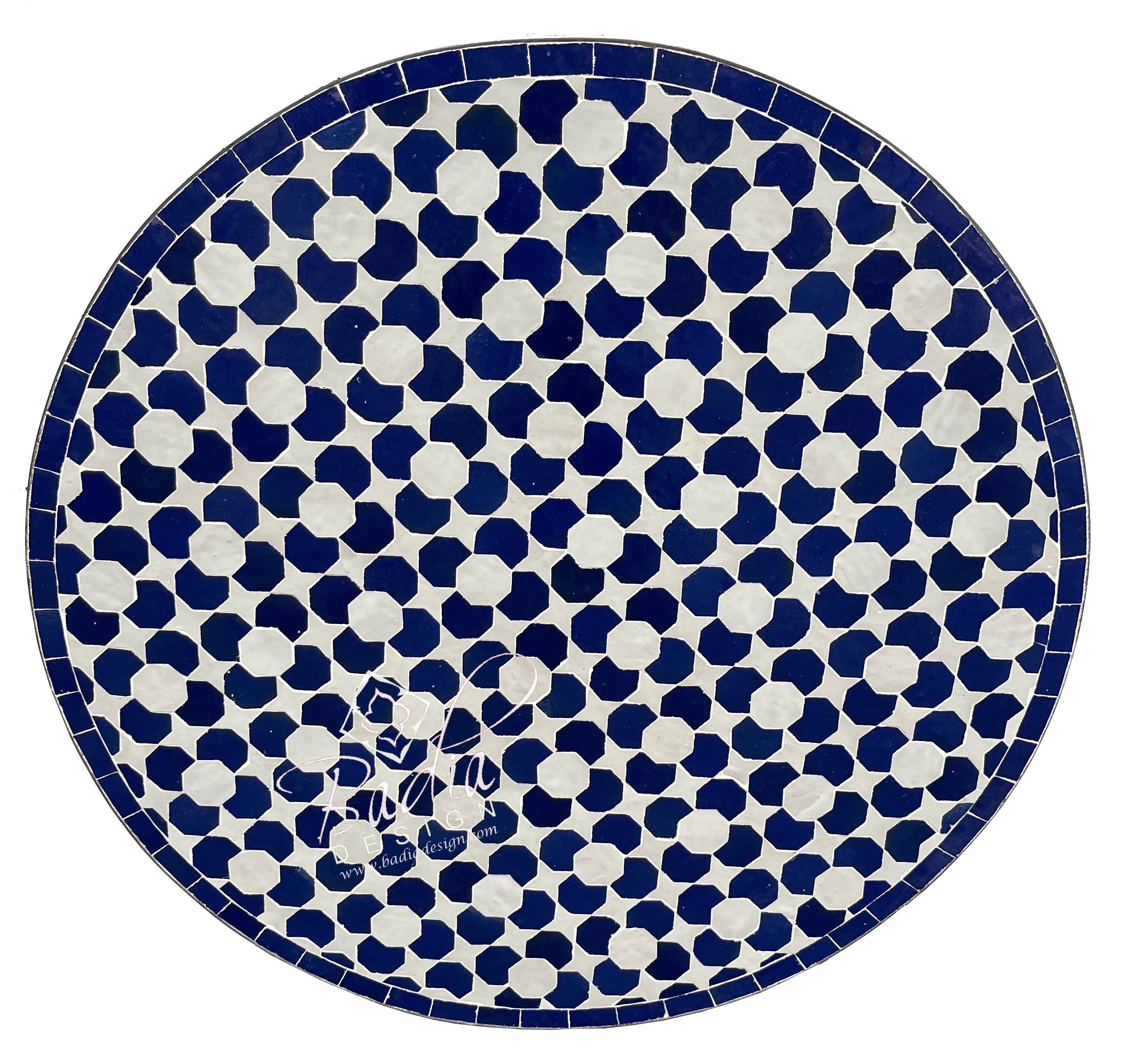 36" Blue and White Round Tile Table Top