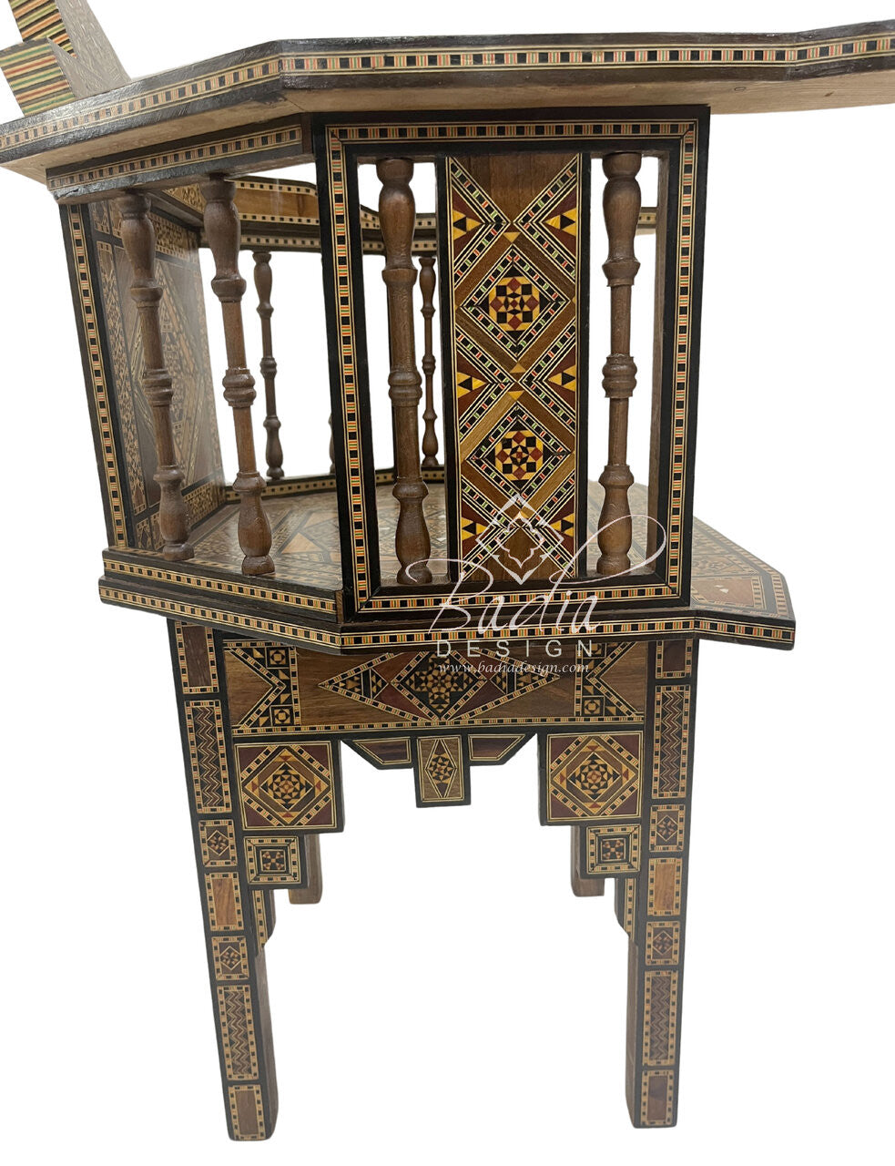 Moroccan Mother of Pearl Hand-Carved Inlay Chair