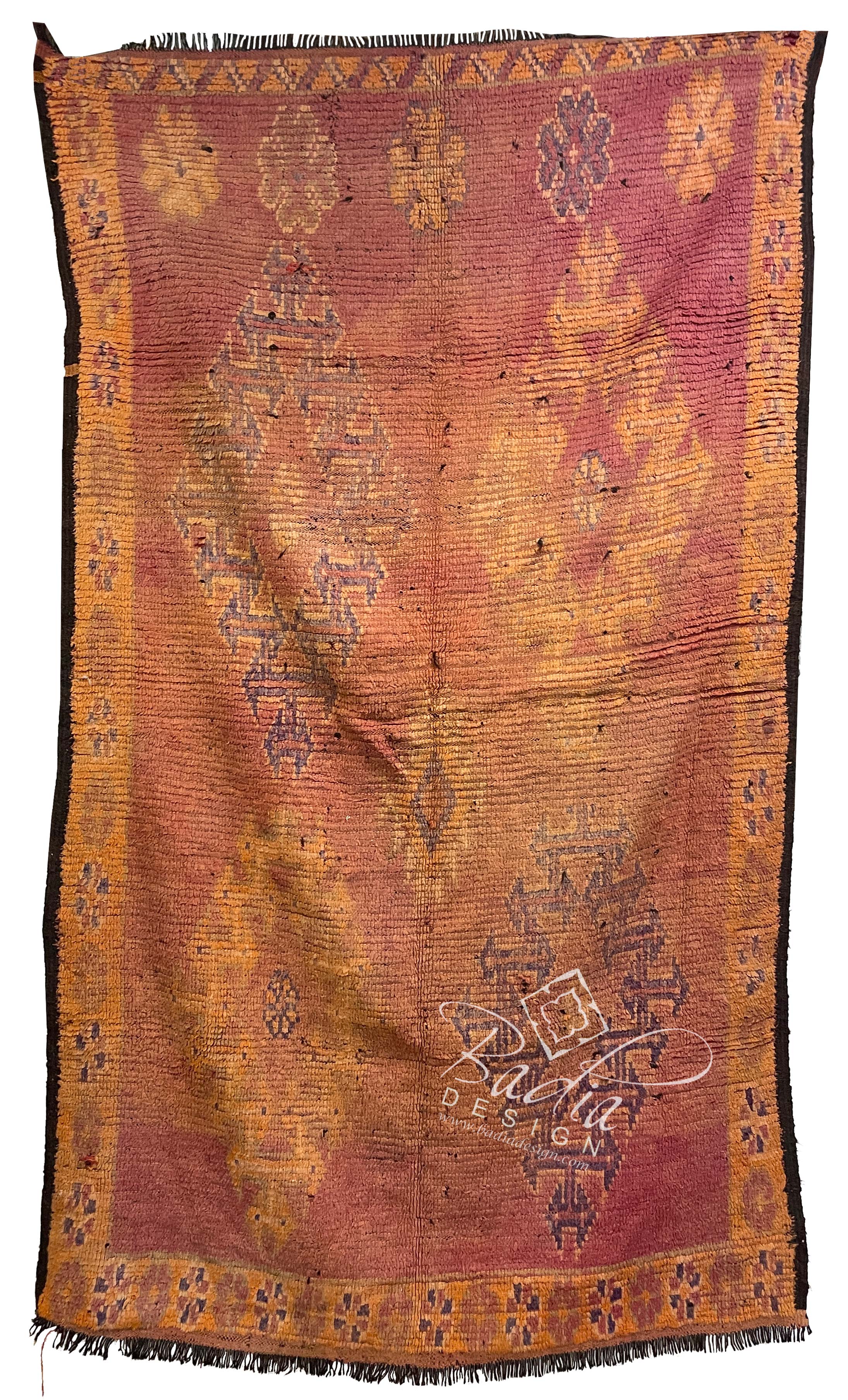 Authentic Red Moroccan Rug with Tribal Designs