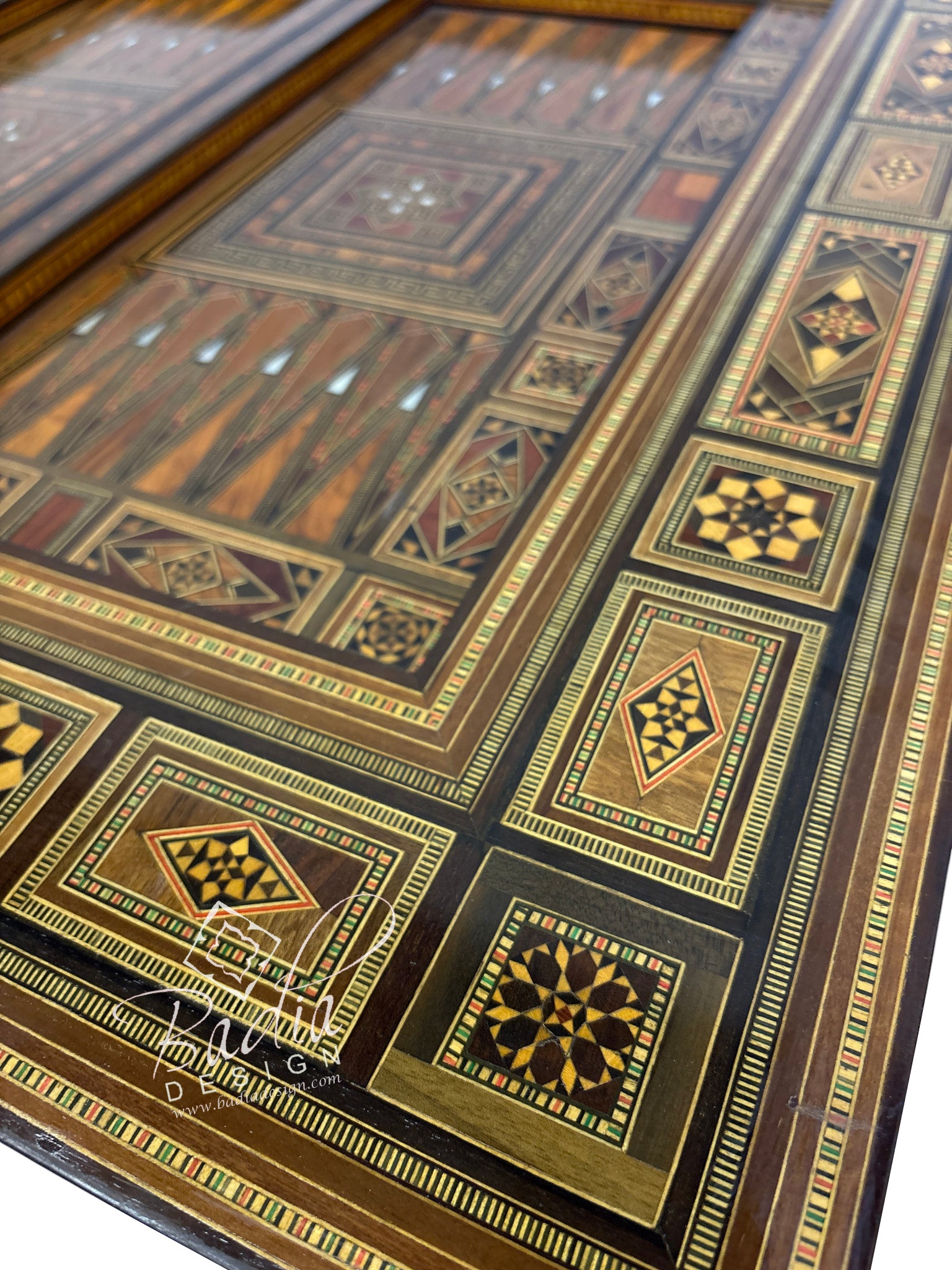 Inlaid Syrian Design Backgammon Chess Board Game Table