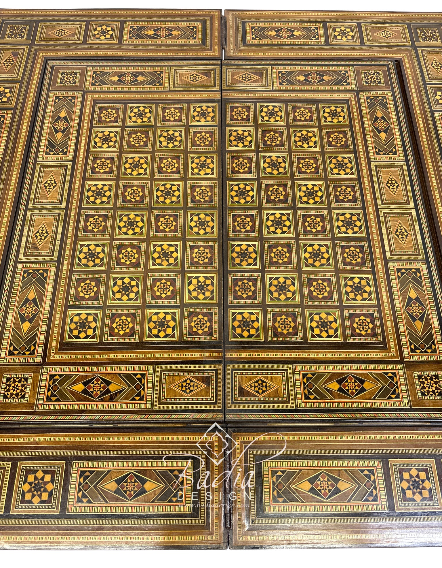 Inlaid Syrian Design Backgammon Chess Board Game Table