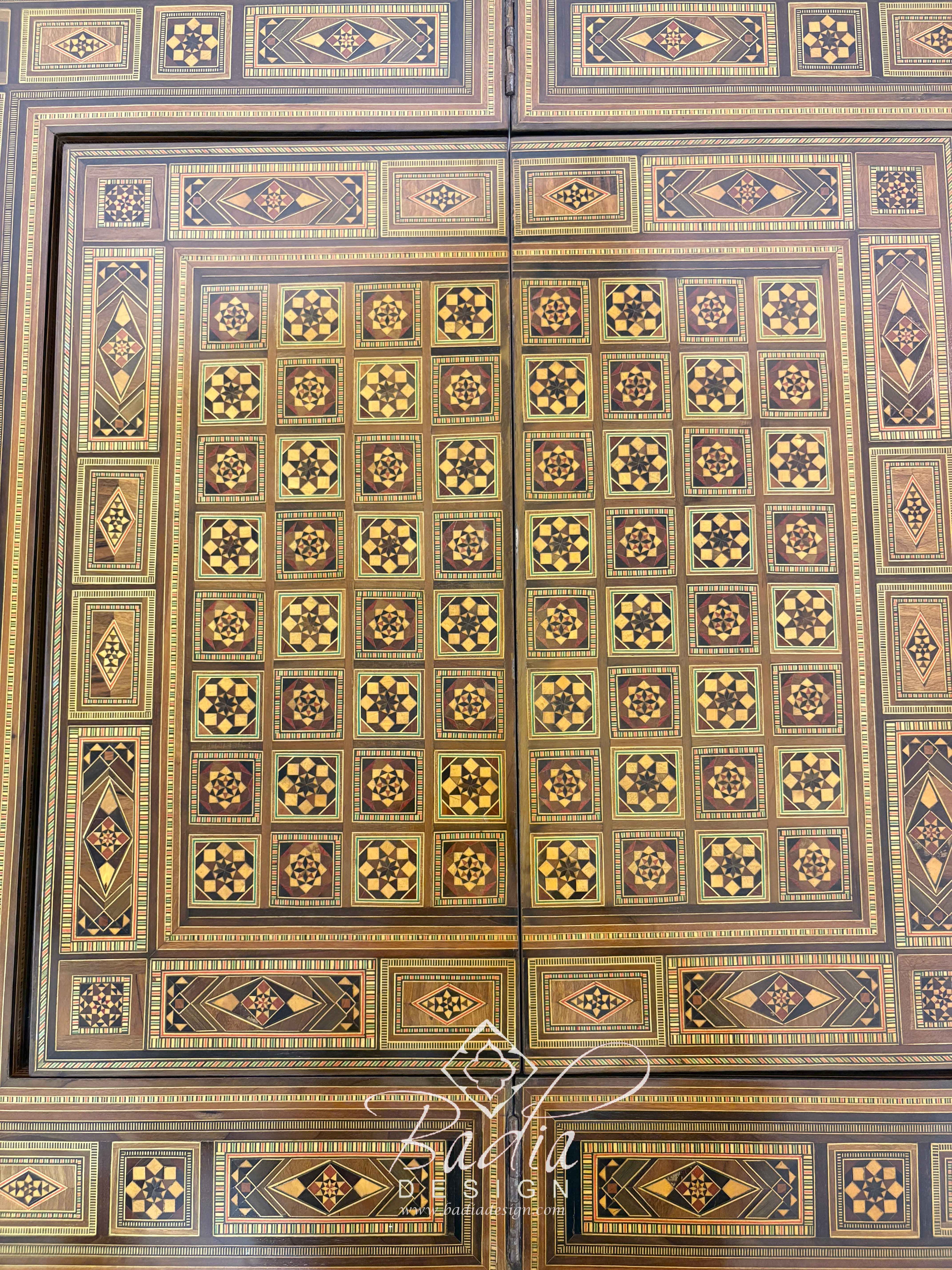 Inlaid Syrian Design Backgammon Board Game Table