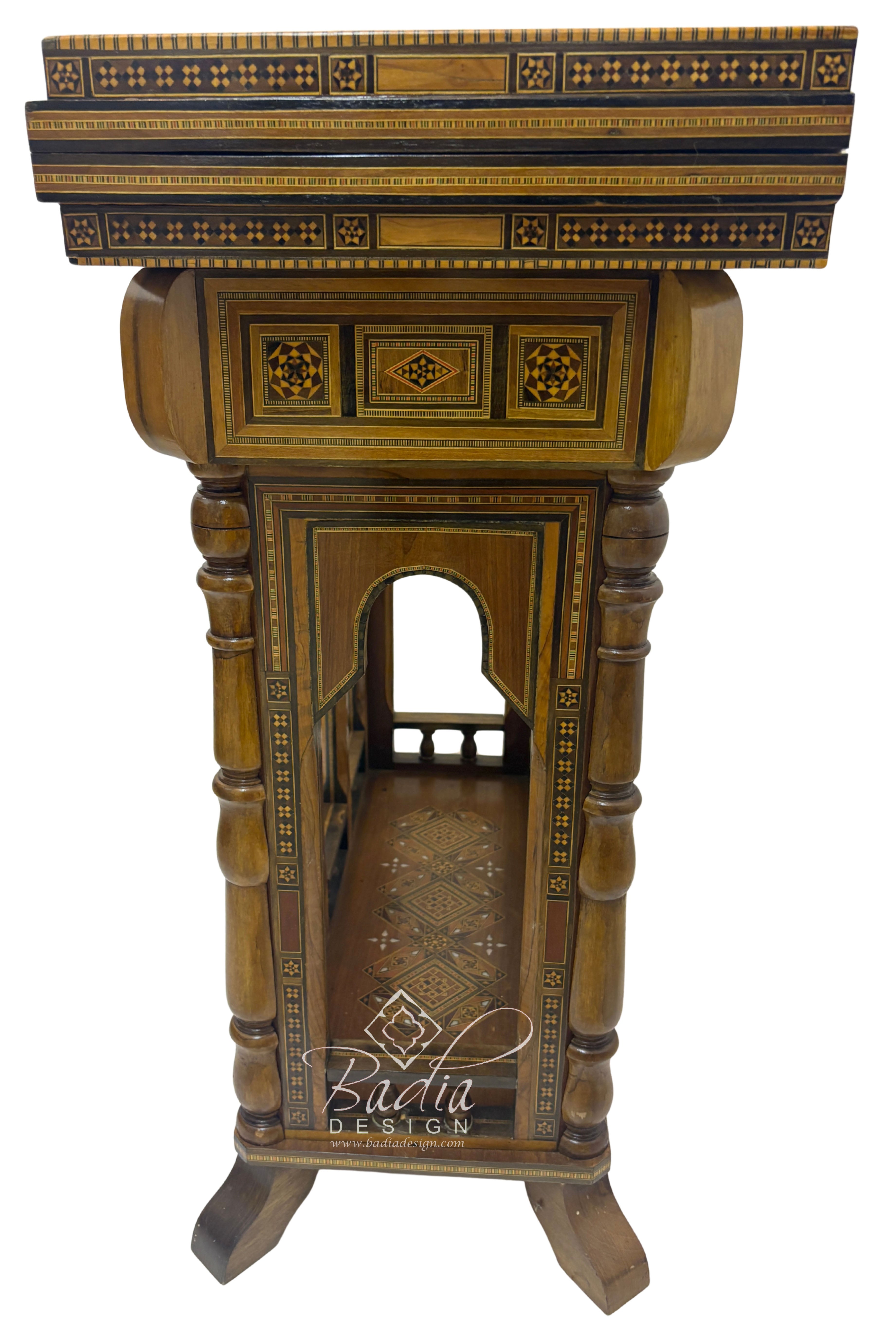 Inlaid Syrian Design Backgammon Board Game Table