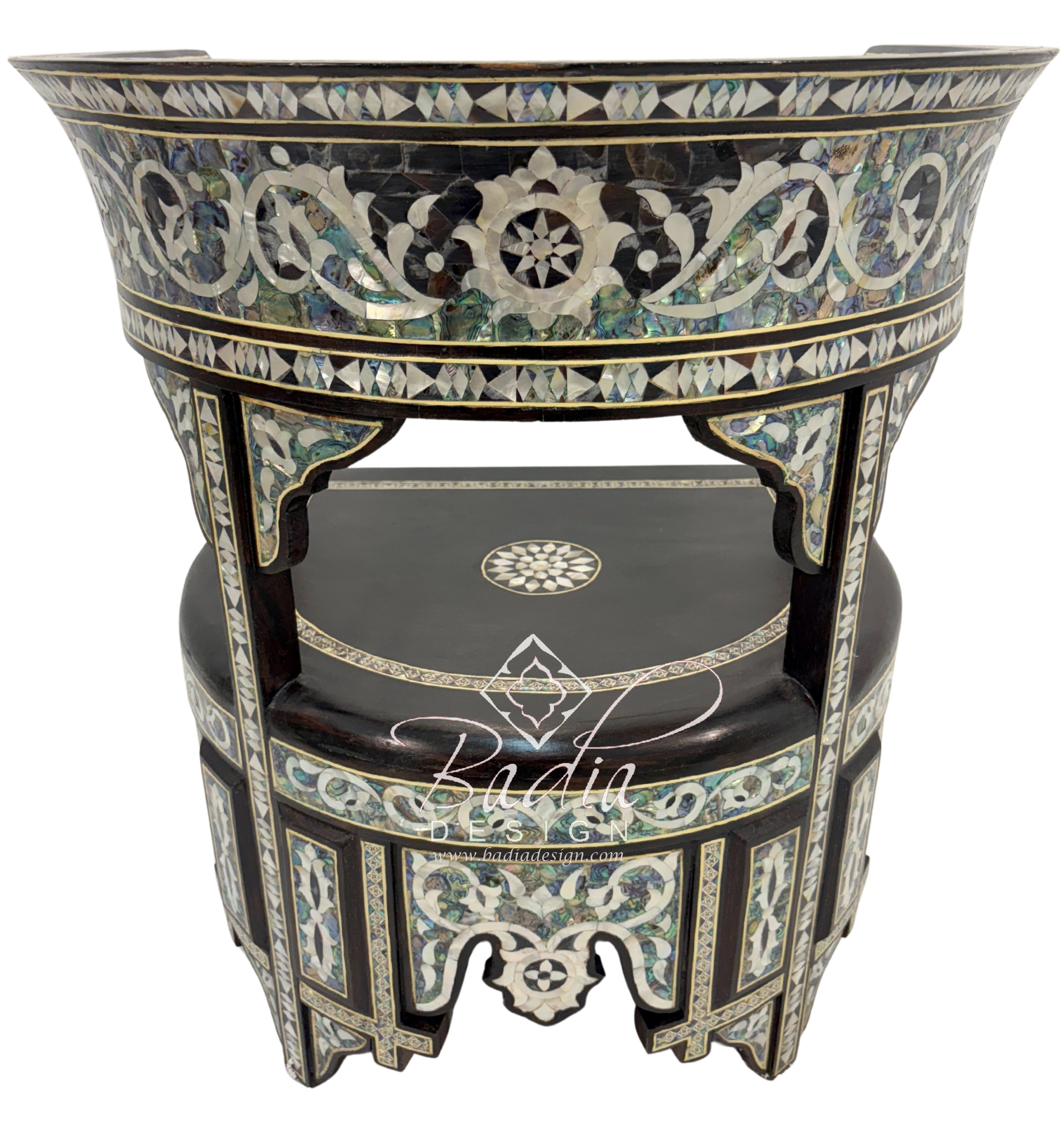 Intricately Designed White Mother of Pearl Inlay Chair