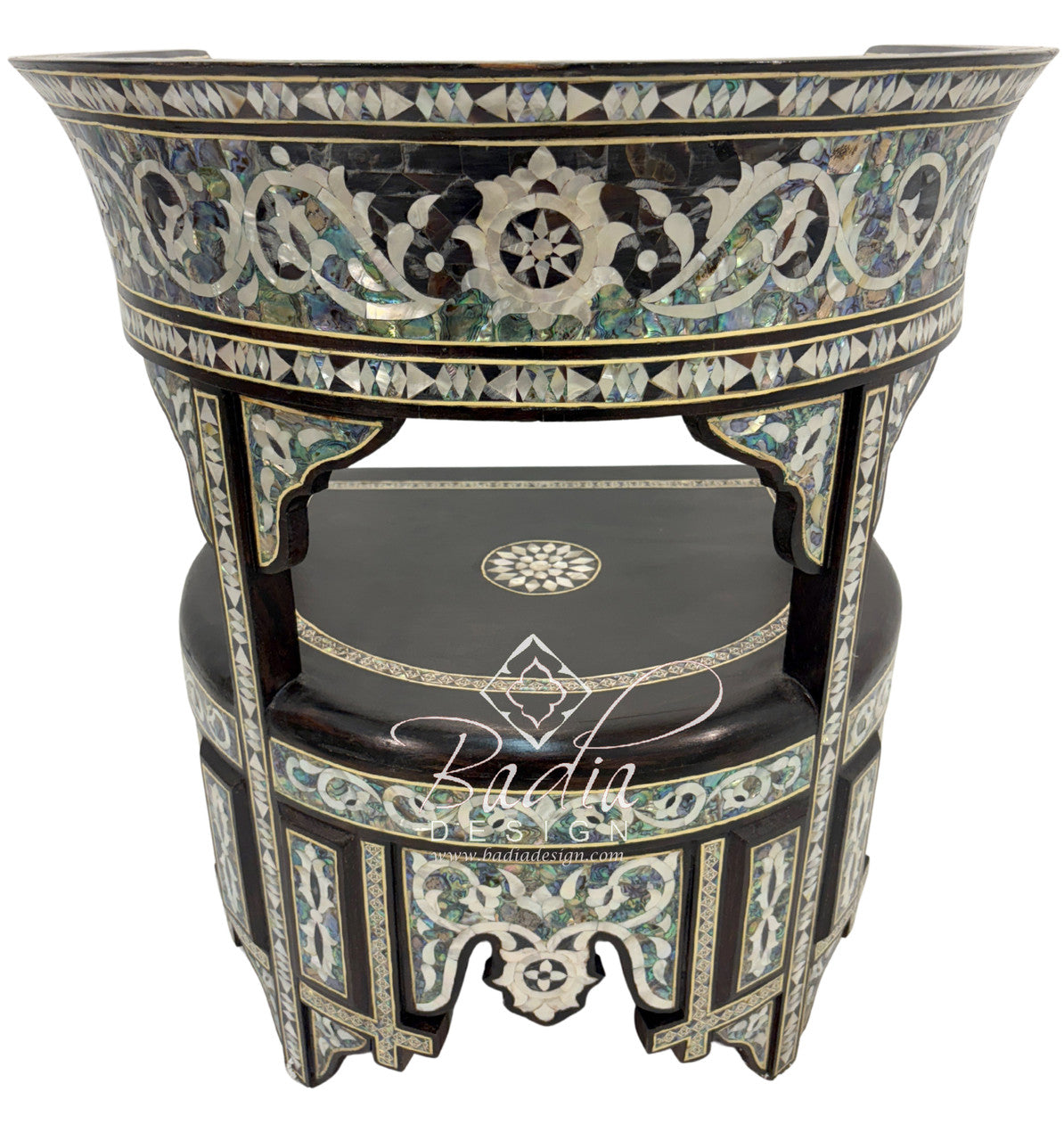 Intricate White Mother of Pearl Inlay Chair