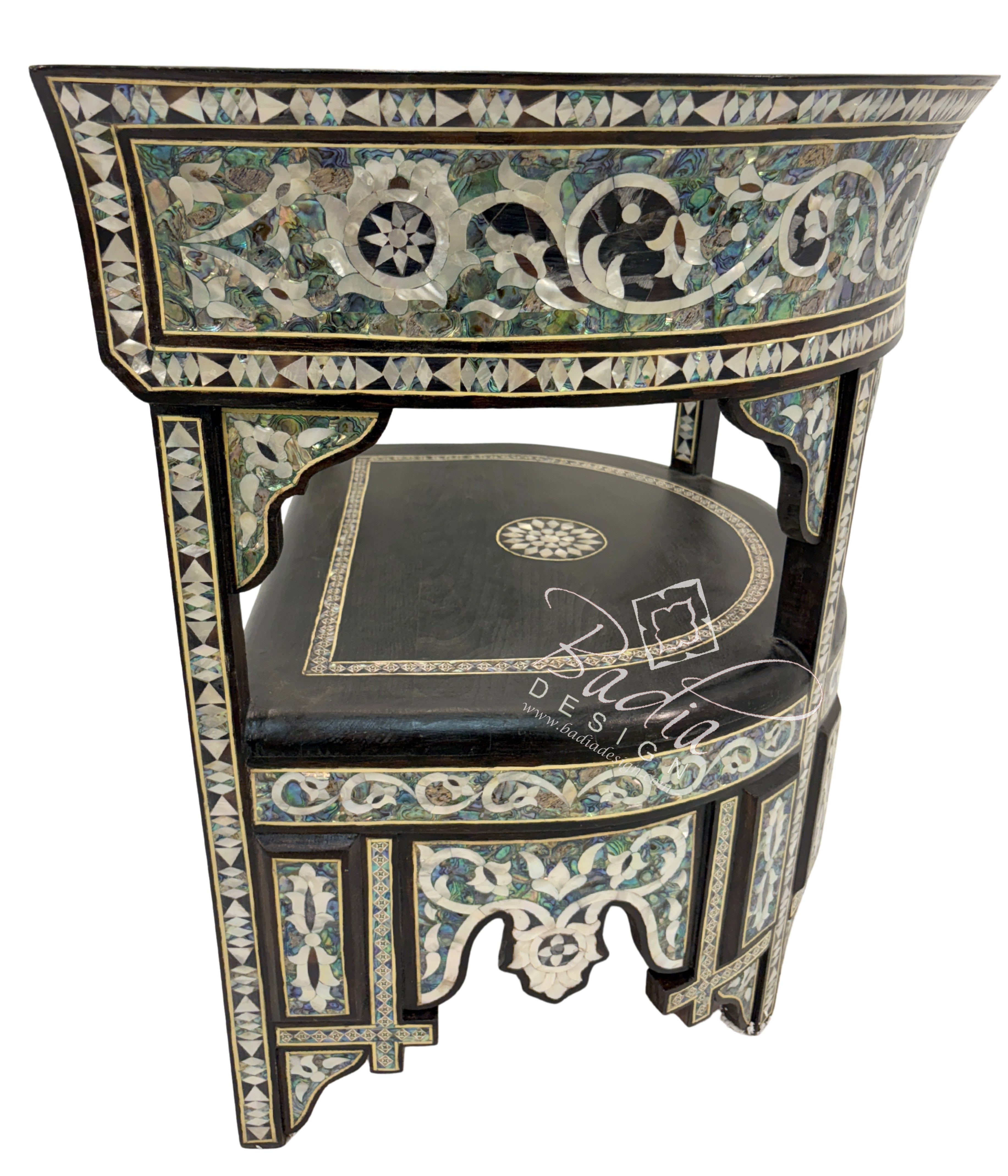 Intricately Designed White Mother of Pearl Inlay Chair