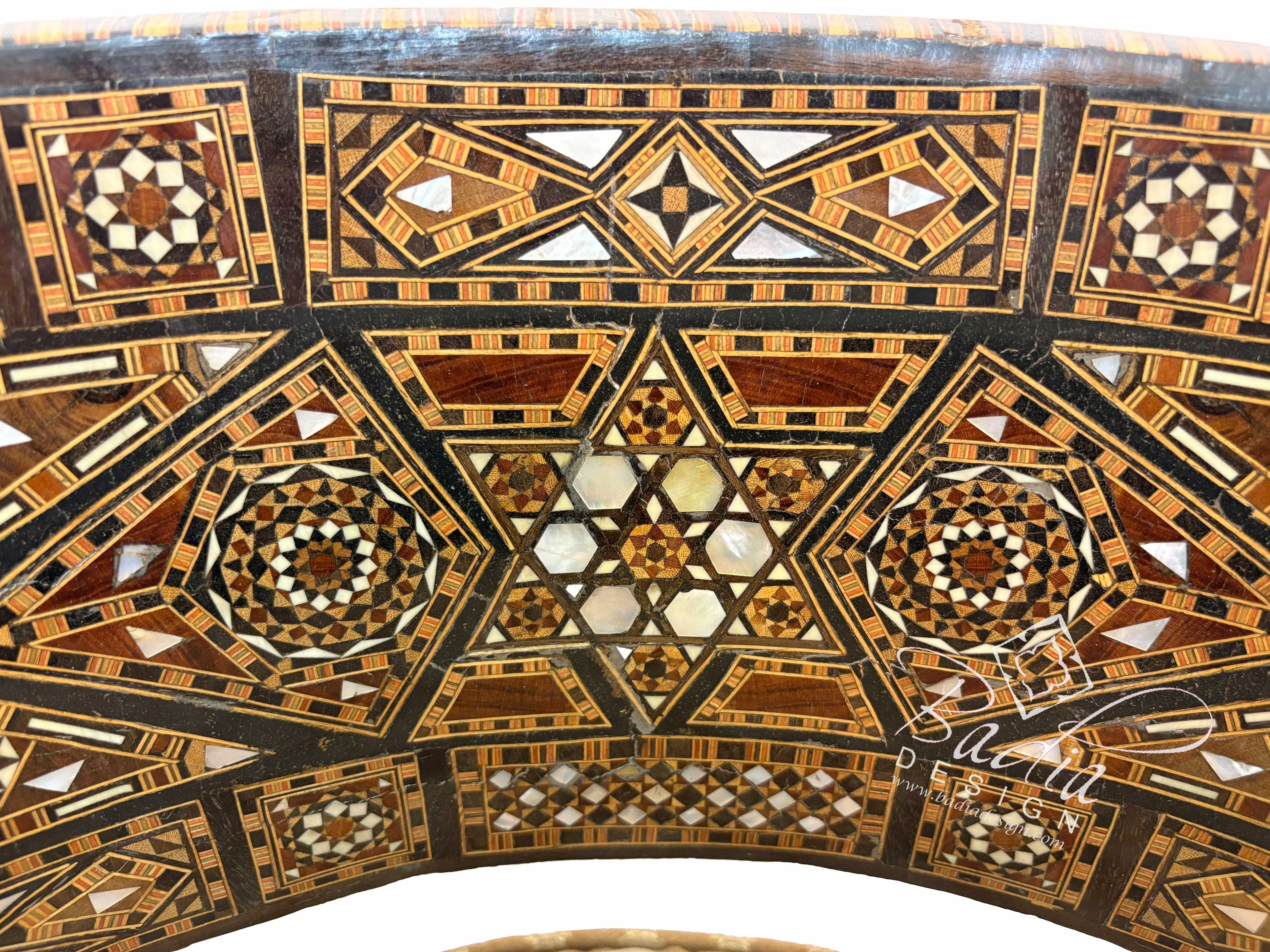 Handcrafted Mother of Pearl Inlay Chair with Cushion