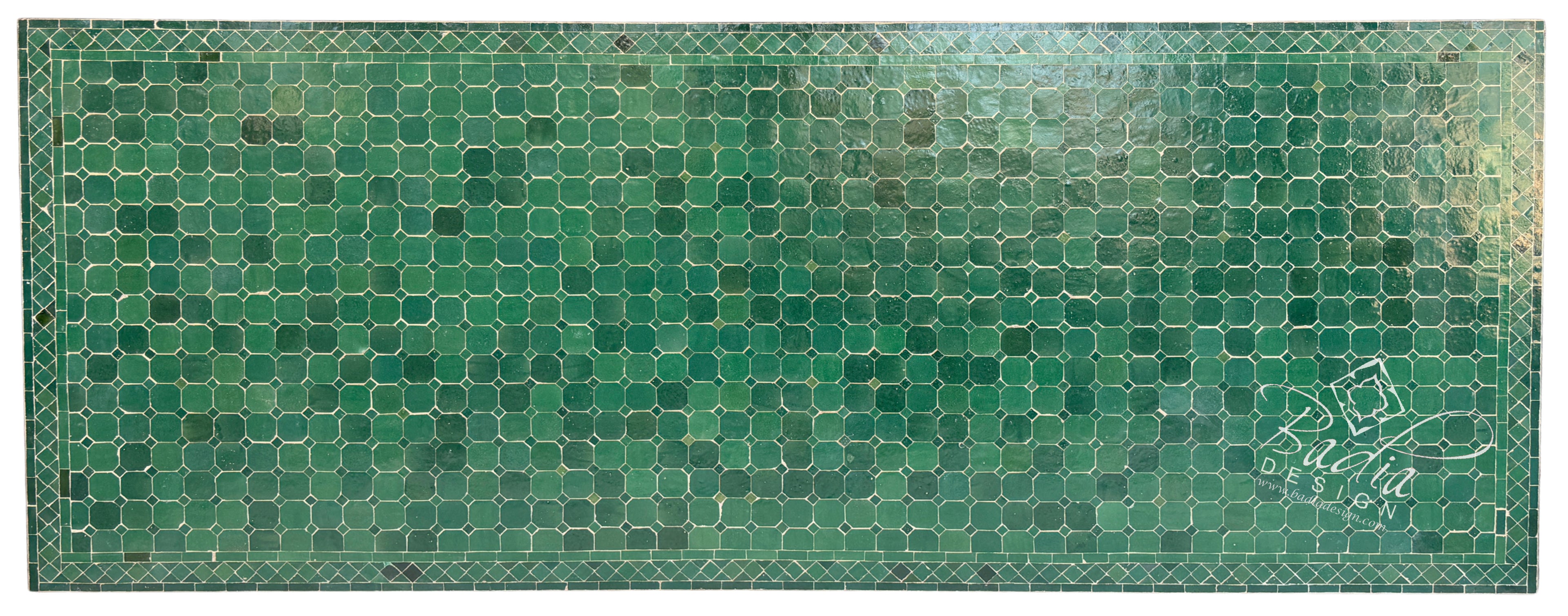 40"W x 96"L Moroccan Multi-Tone Green Mosaic Tile Table