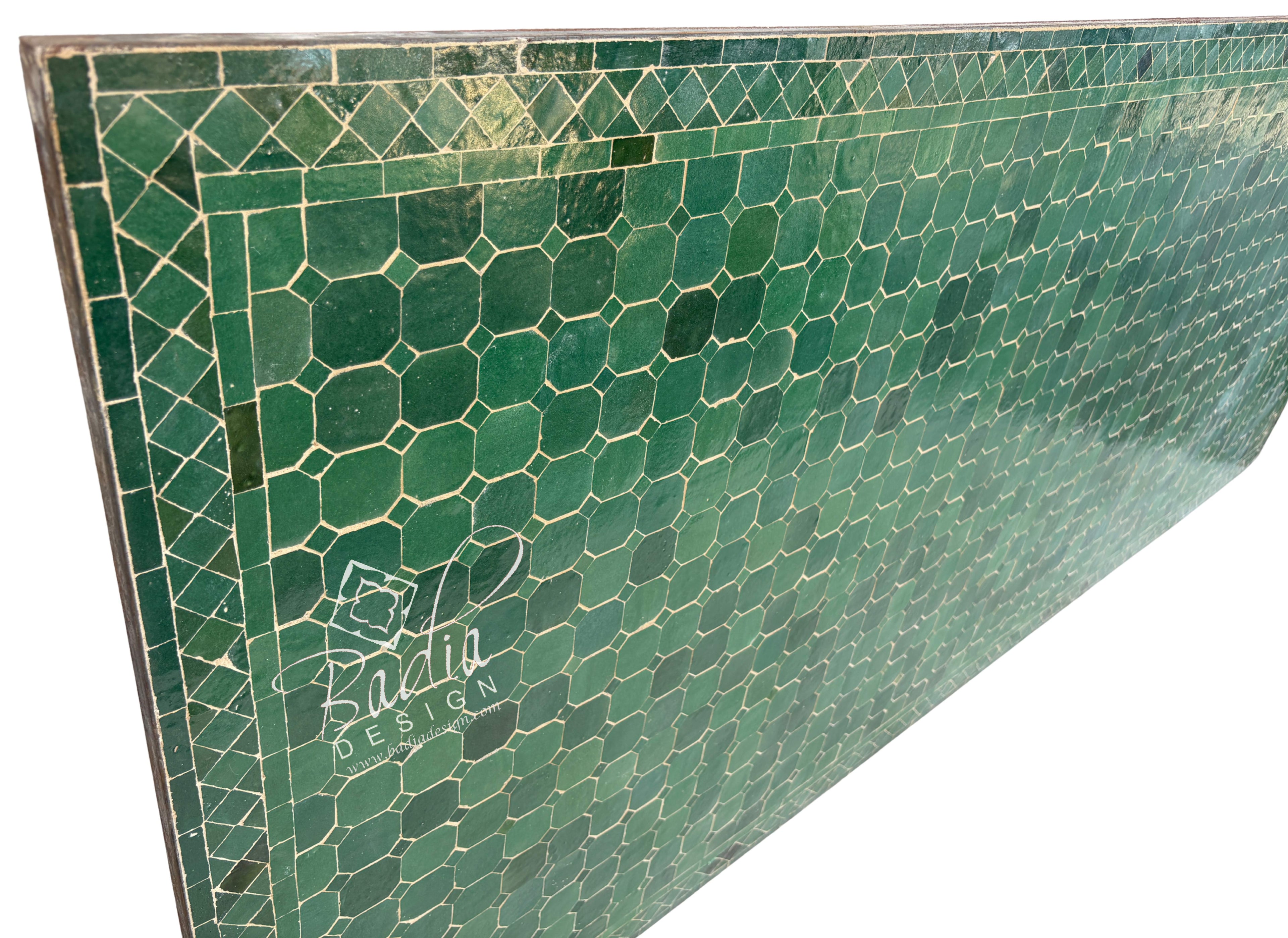 40"W x 96"L Moroccan Multi-Tone Green Mosaic Tile Table