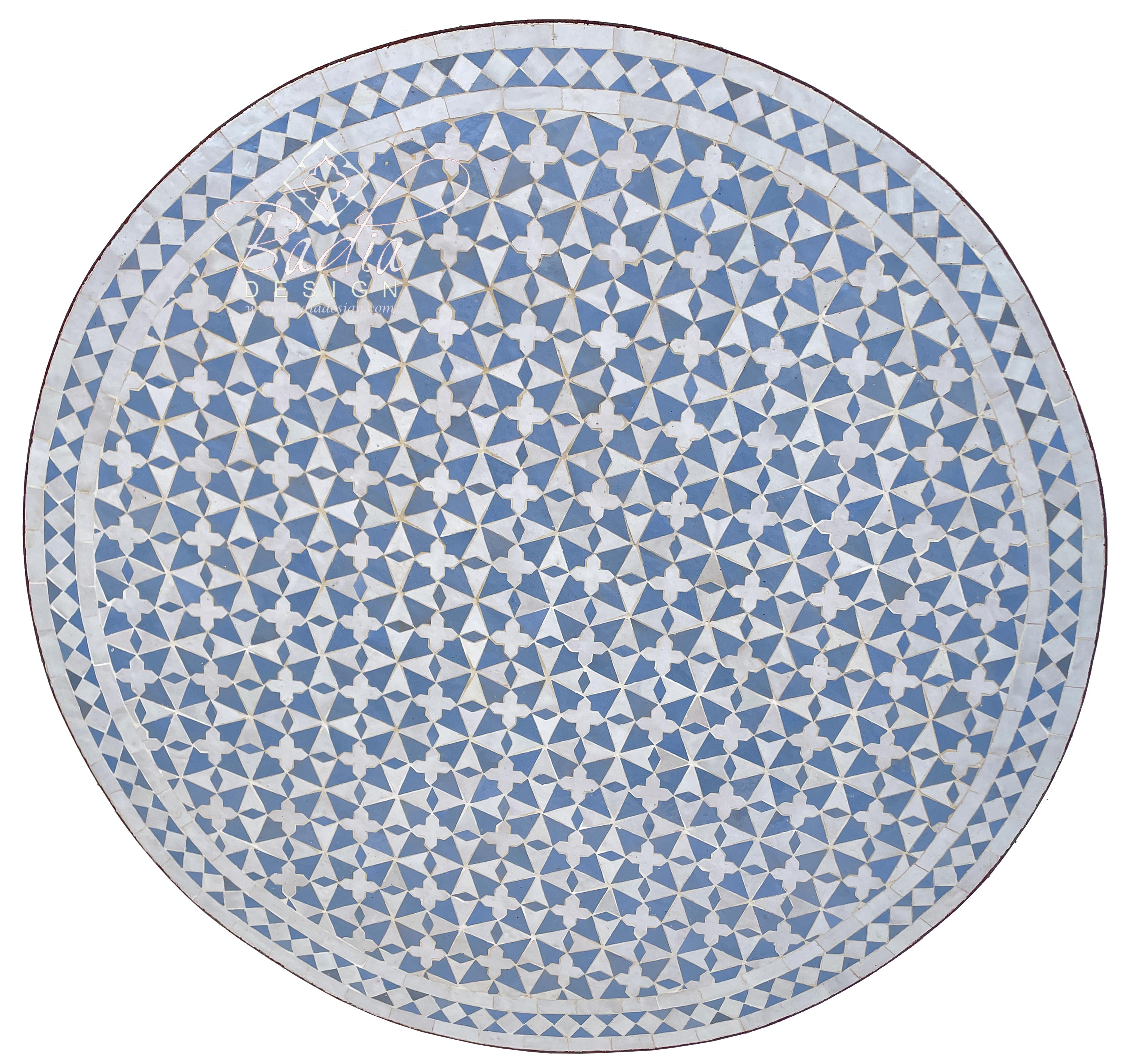 39" Blue and White Mosaic Tile Table Top