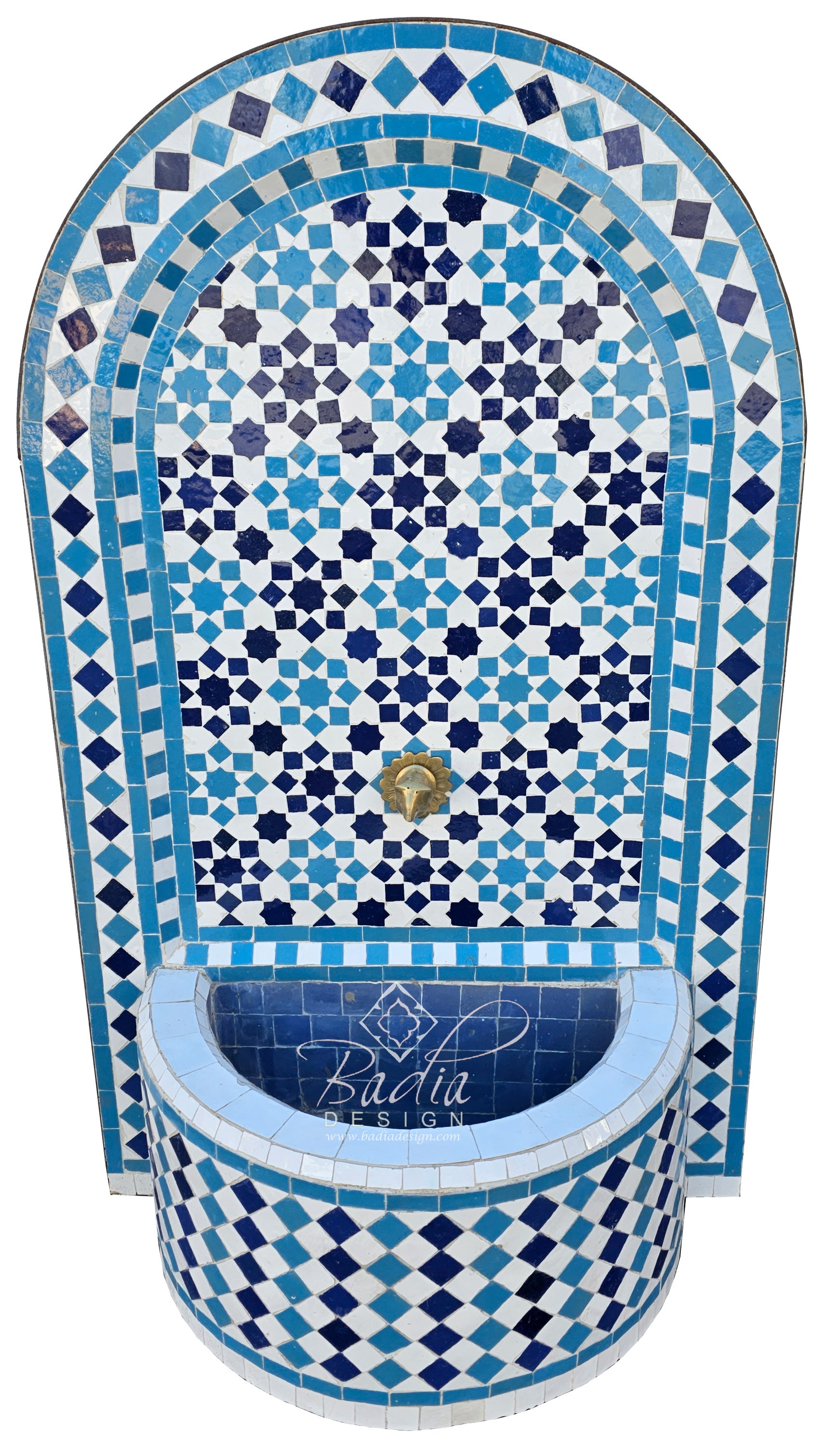 Arch Top Blue and White Tile Water Fountain