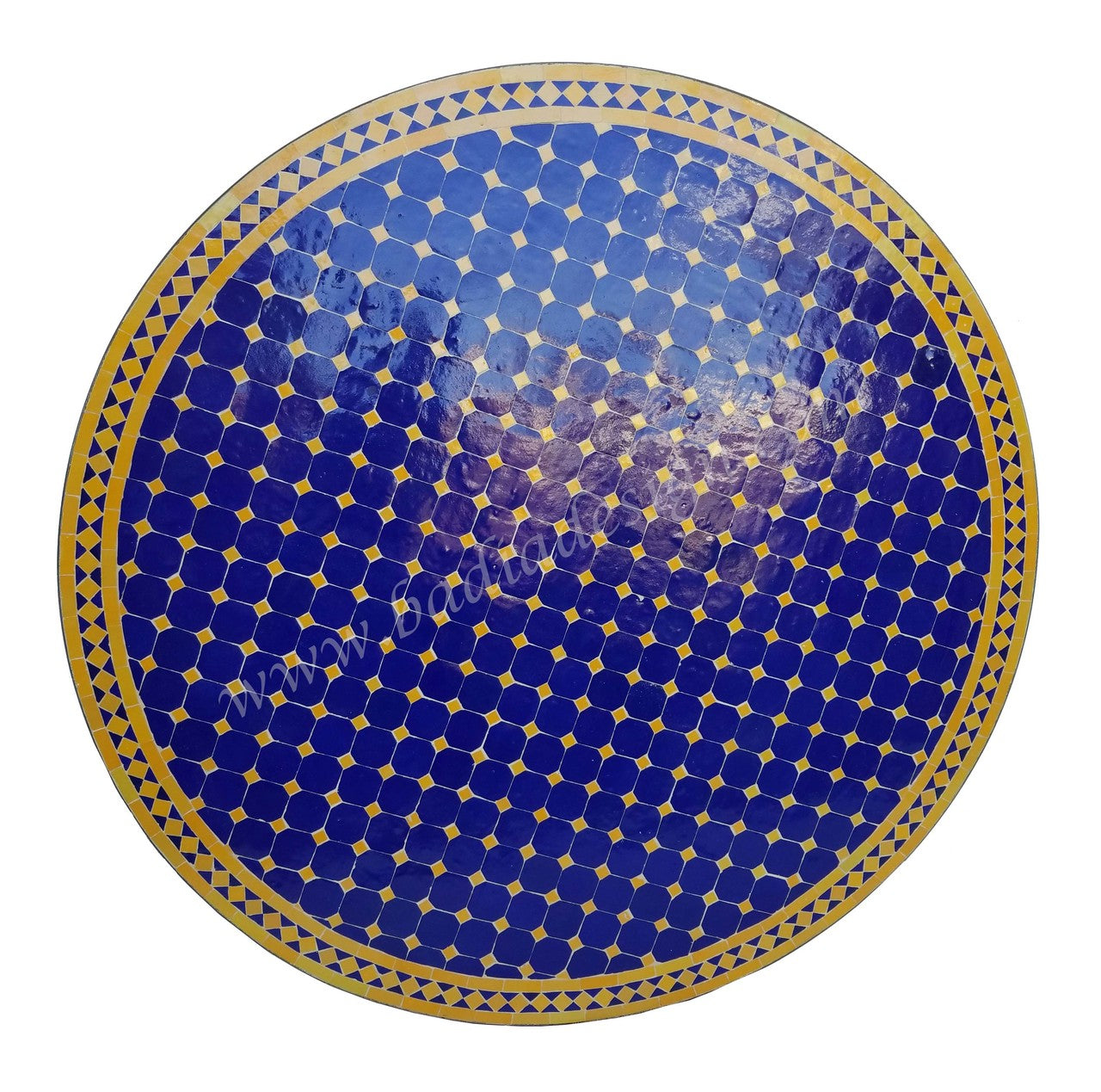 48" Blue and Yellow Moroccan Mosaic Tile Table Top