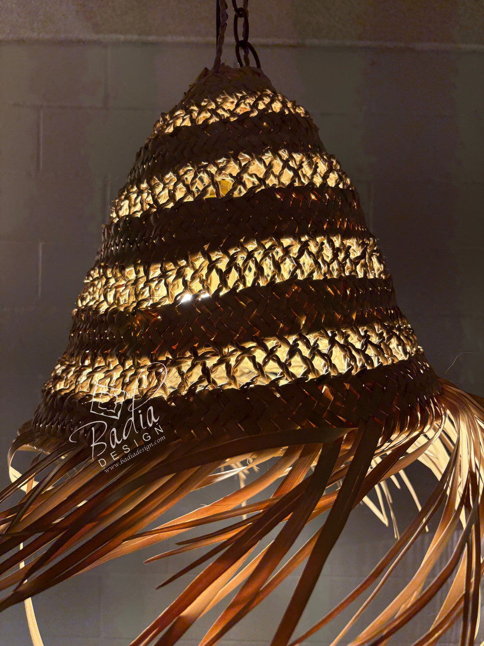 Cone Shaped Raffia Lantern