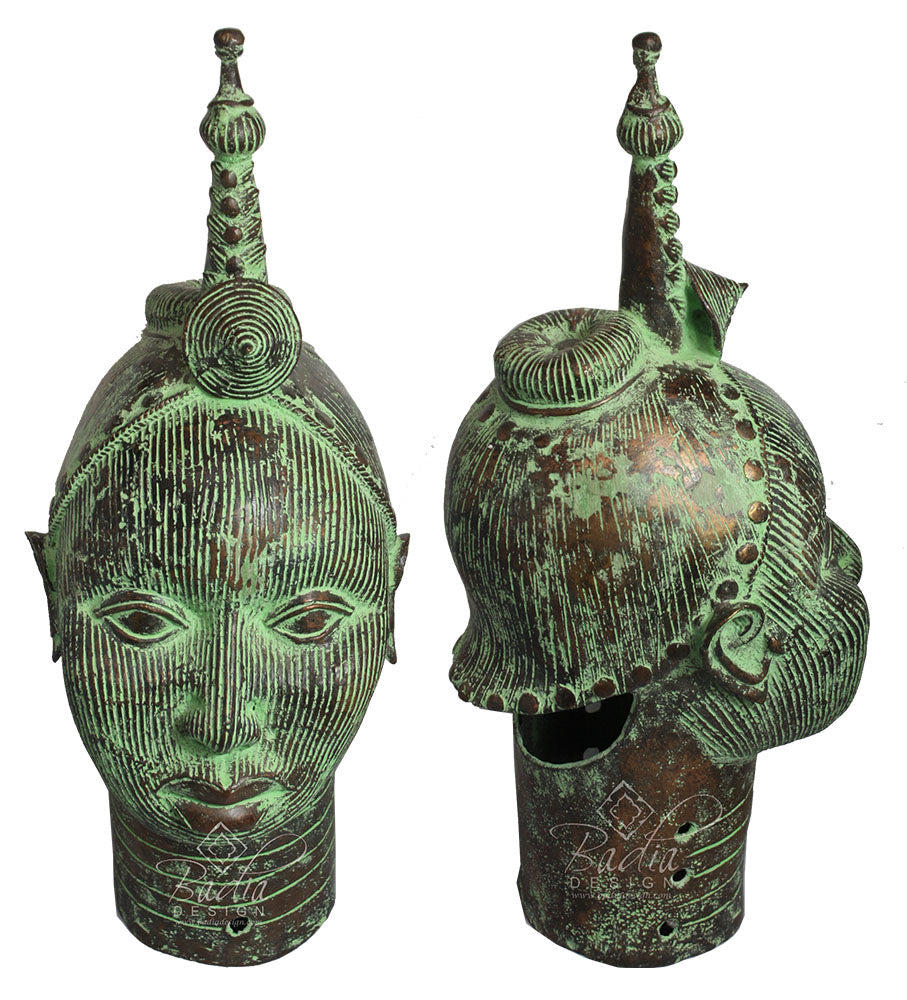 Aged Solid Bronze African Head