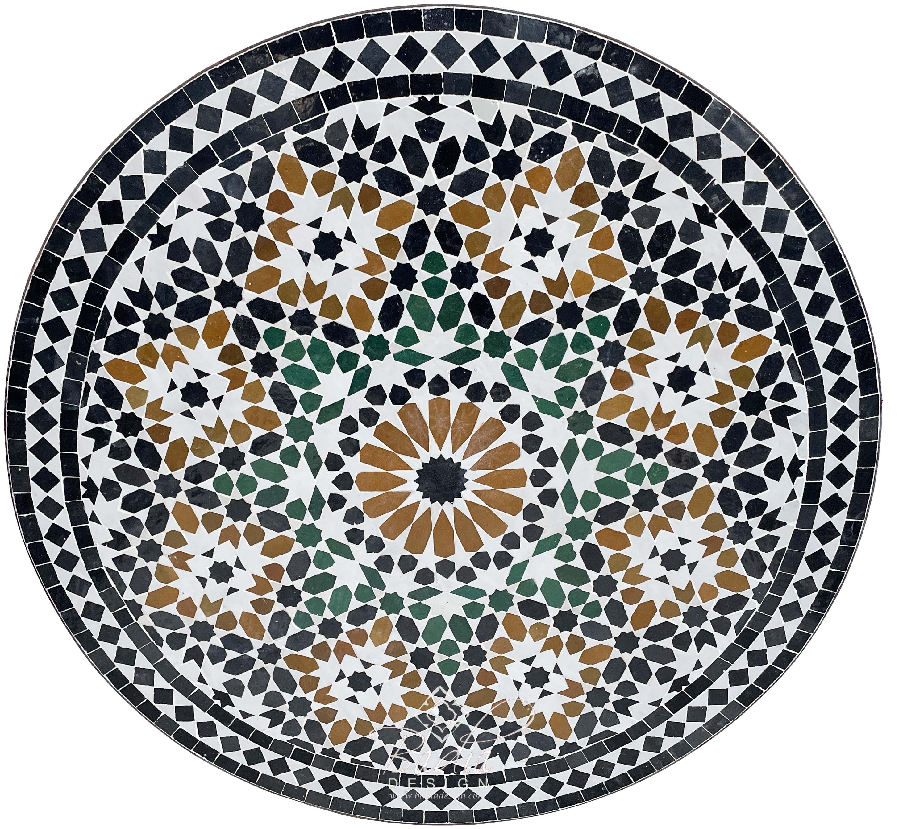 32" Intricately Designed Ceramic Tile Table Top